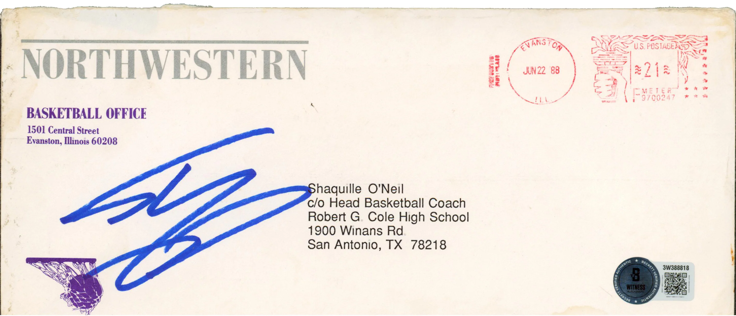 Shaquille O'Neal Authentic Signed 1988 Northwestern Recruitment Letter BAS - Image 4