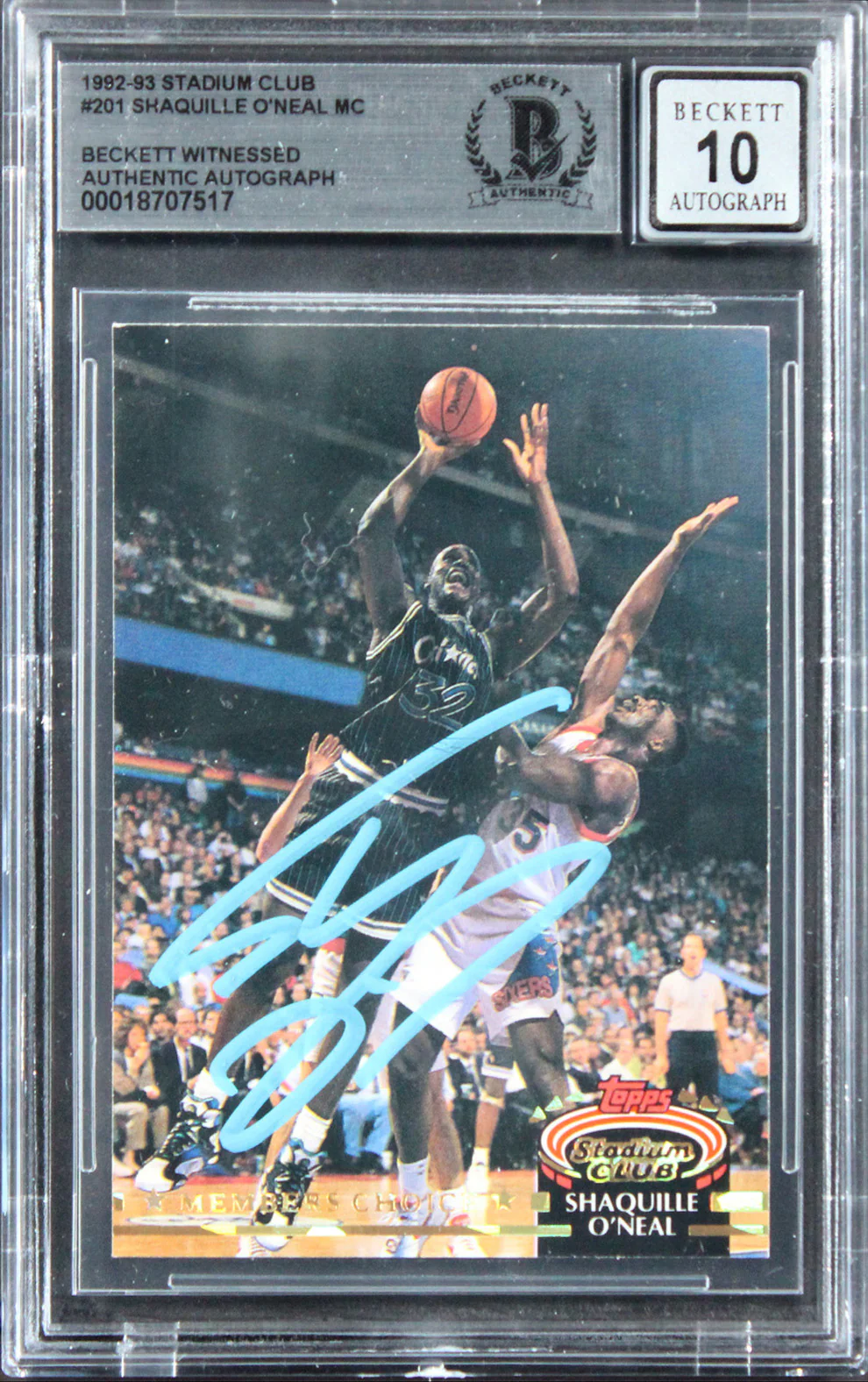 Shaquille O'Neal Signed 1992 Stadium Club #201 Rookie Card Auto 10! BAS Slabbed - Image 2
