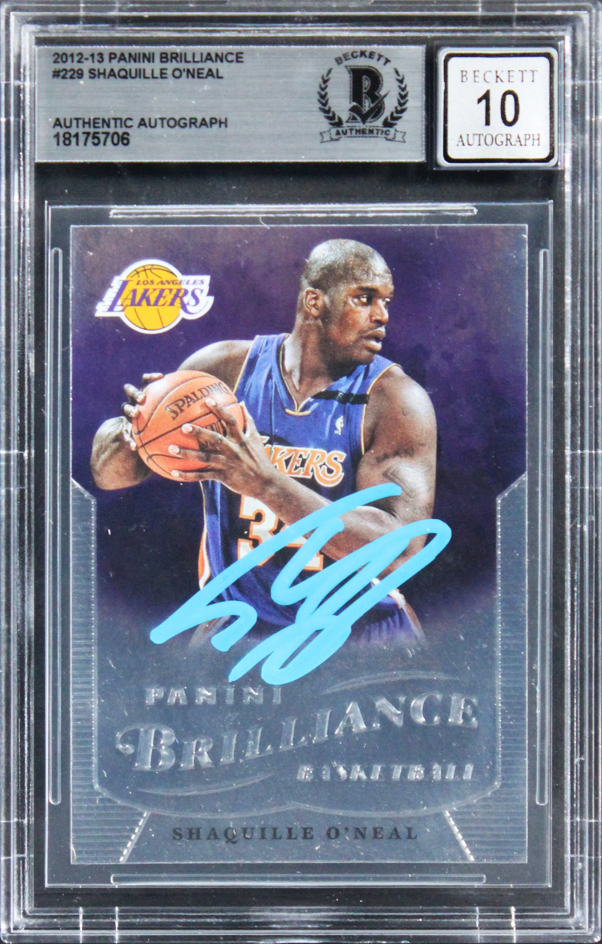 Shaquille O'Neal Signed 2012 Panini Brilliance #229 Card Auto 10! BAS Slabbed - Image 2