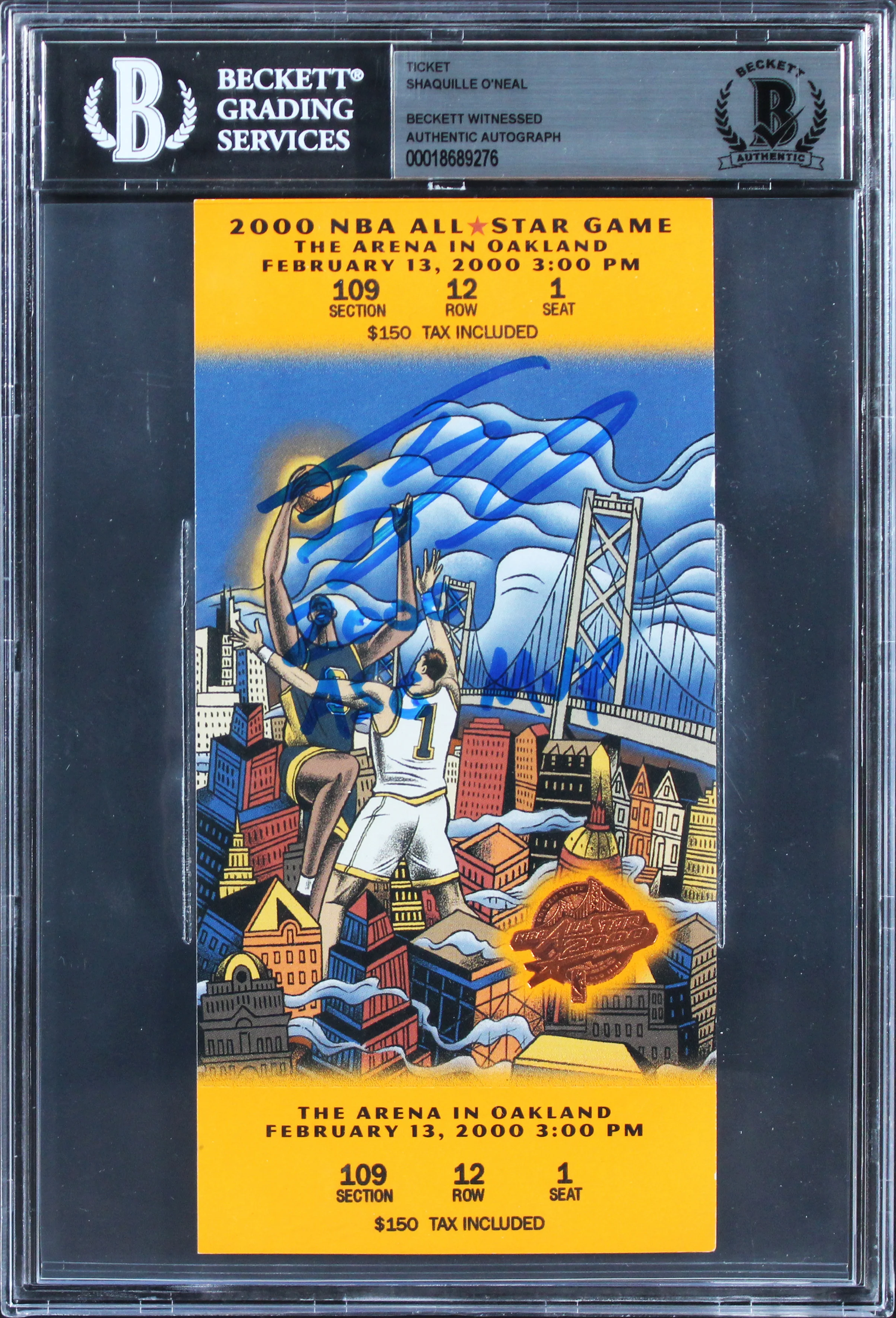 Shaquille O'Neal "W/ Insc" Signed 2/13/2000 NBA ASG Full Ticket Stub BAS Slabbed - Image 2