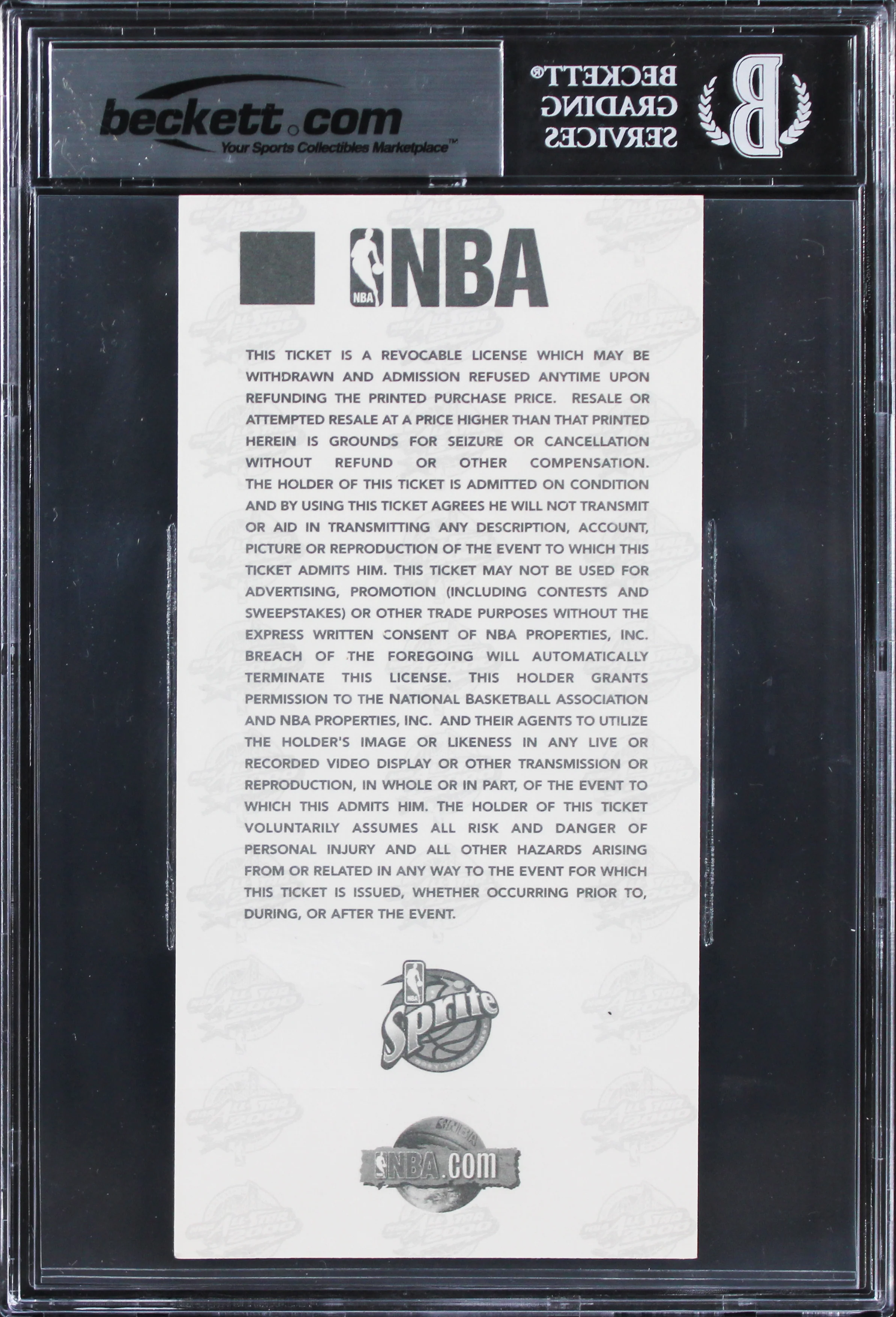 Shaquille O'Neal "W/ Insc" Signed 2/13/2000 NBA ASG Full Ticket Stub BAS Slabbed - Image 3
