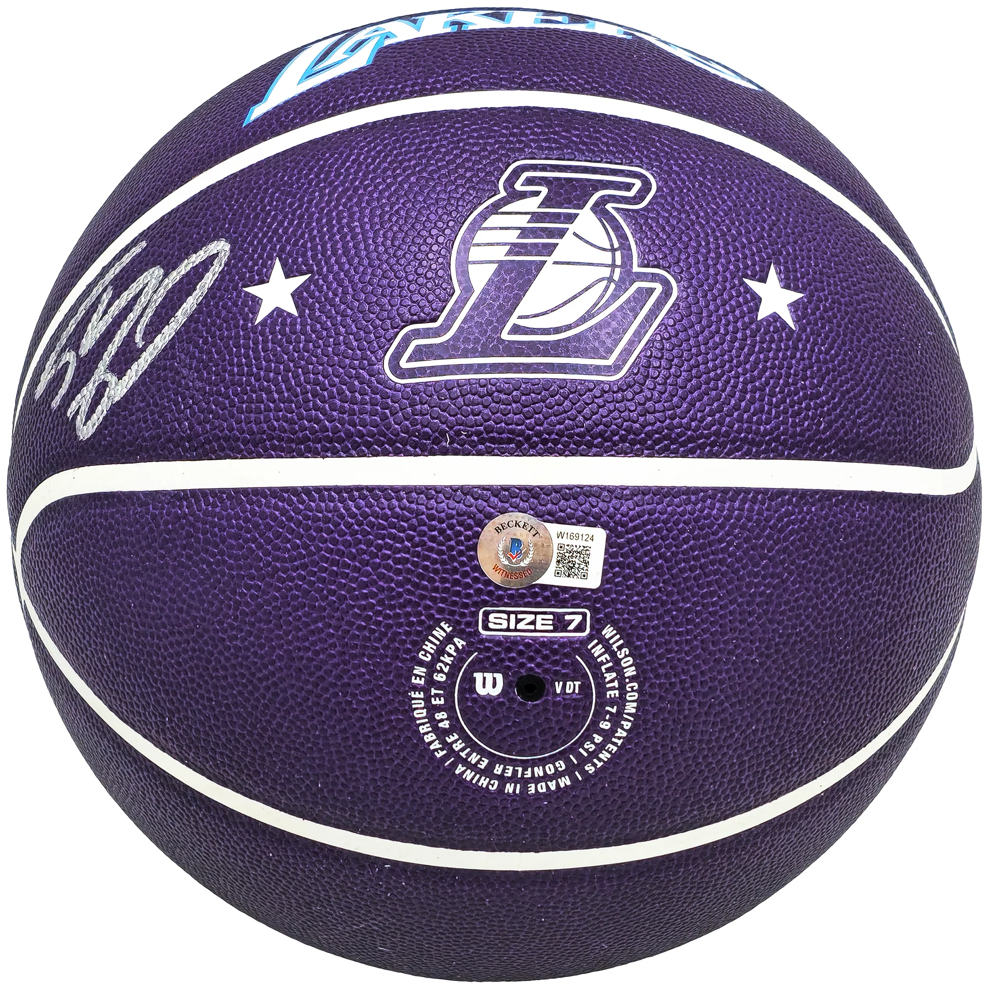 Shaquille O'Neal Autographed Purple City Edition Basketball Los Angeles Lakers Beckett BAS Witness Stock #222786 - Image 3