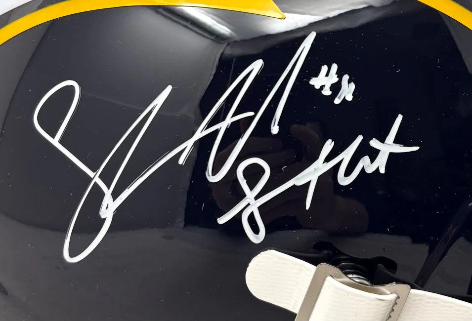 Shawn Merriman Signed Chargers Full Size T/B Replica Speed Helmet Lights Out BAS - Image 2