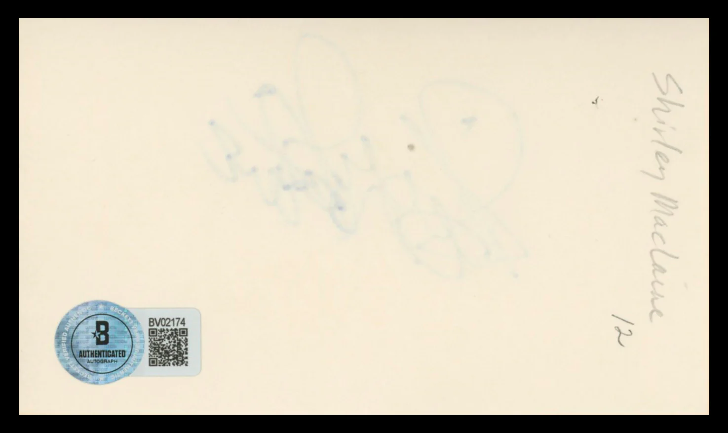 Shirley MacLaine Terms of Endearment Signed 3x5 Index Card BAS #BV02174 - Image 3