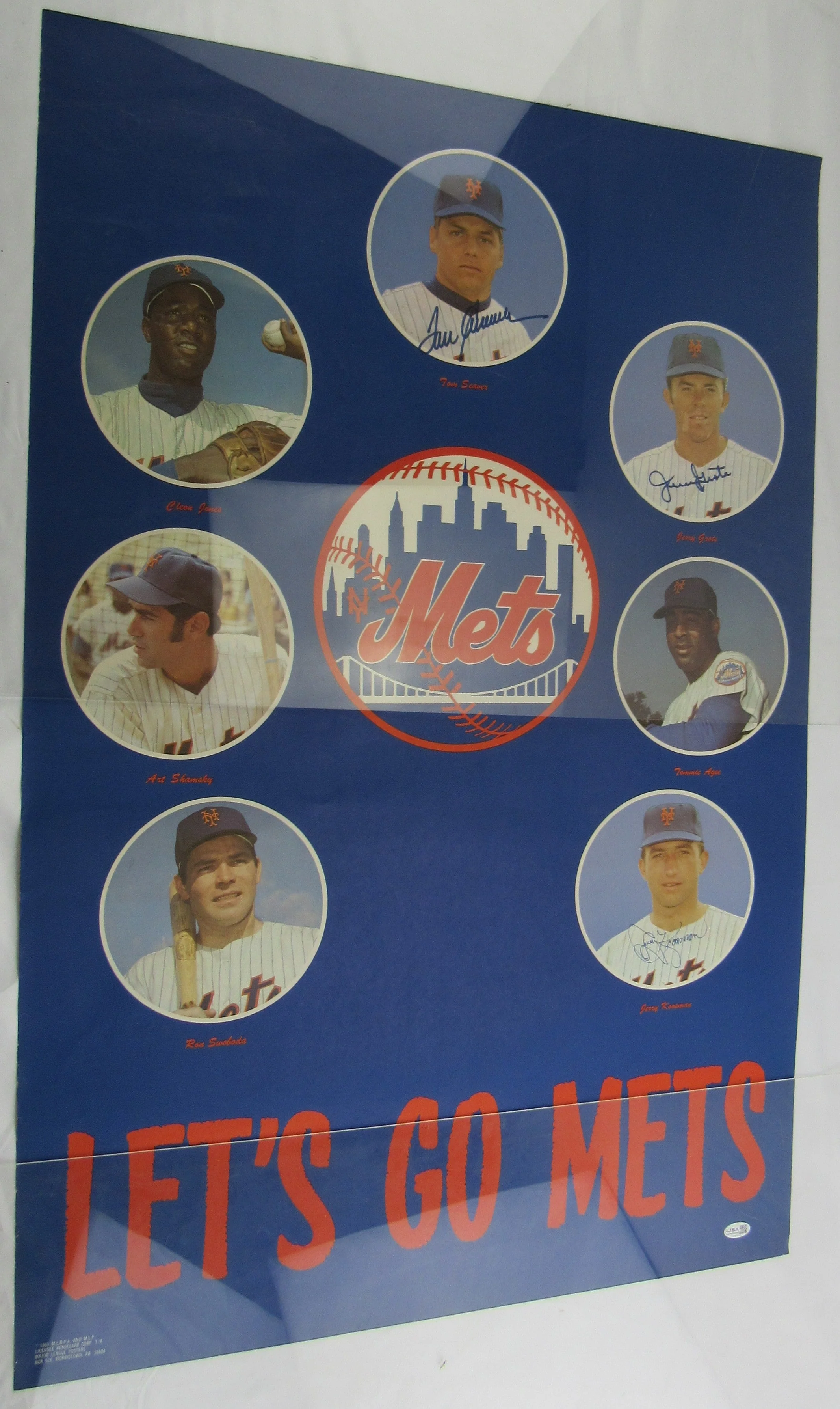 Tom Seaver, Jerry Grote, Jerry Koosman Multi Signed Auto 24x36 Baseball Poster JSA CM07493