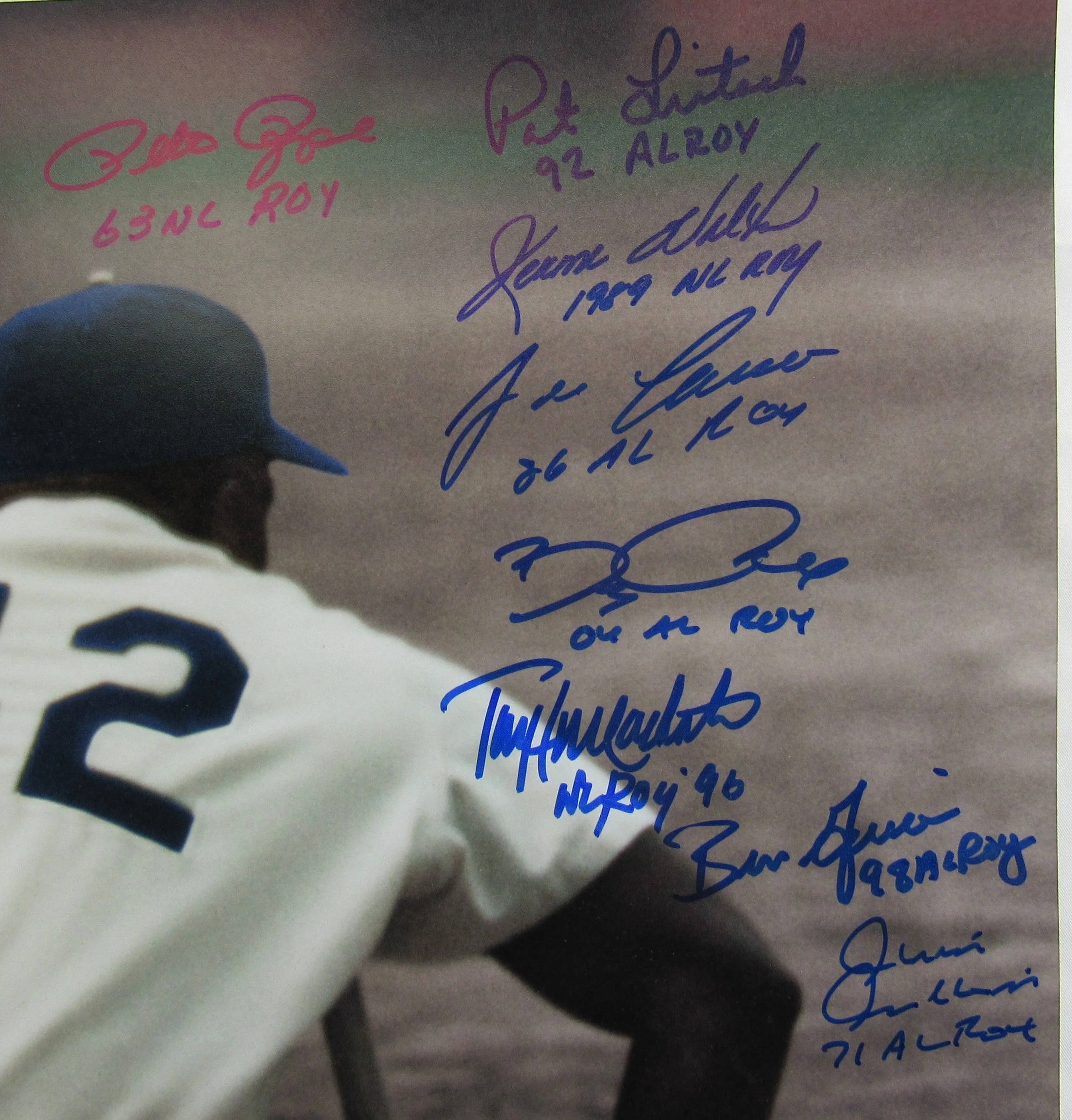 ROY Rookie of the Year Multi Signed Auto 16x20 Jackie Robinson Photo - Pete Rose, Jose Canseco - Image 4
