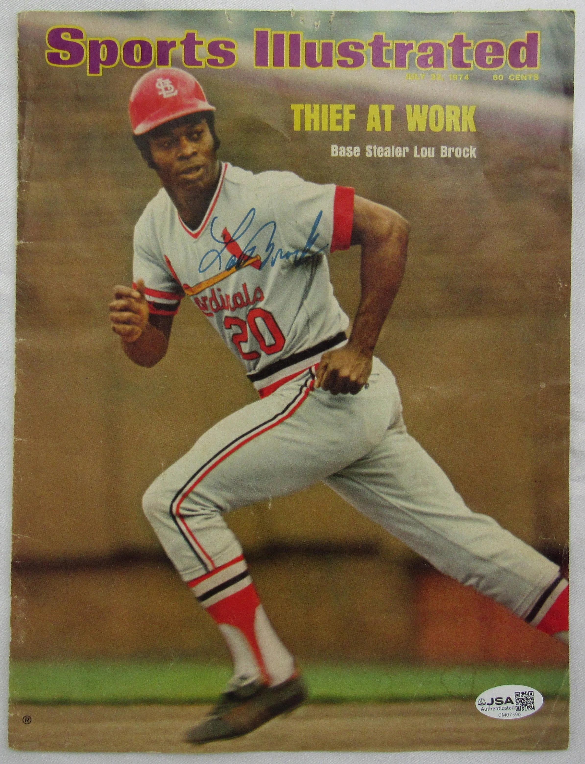 Lou Brock Signed Sports Illustrated Auto Magazine Cover JSA CM07396