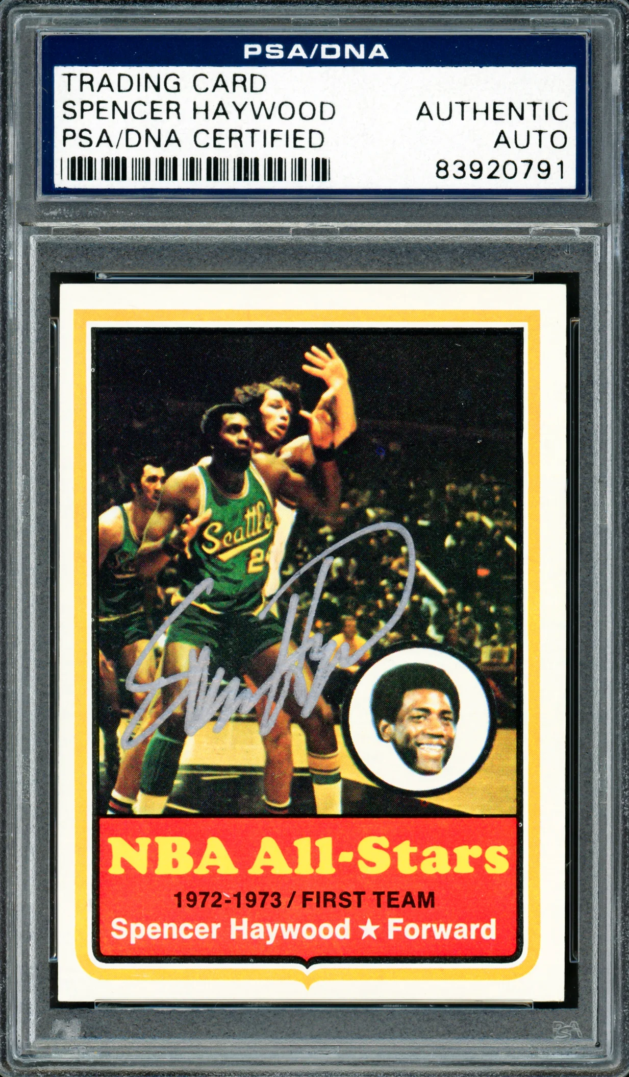Spencer Haywood Autographed 1973-74 Topps Card #120 Seattle Supersonics PSA/DNA #83920791