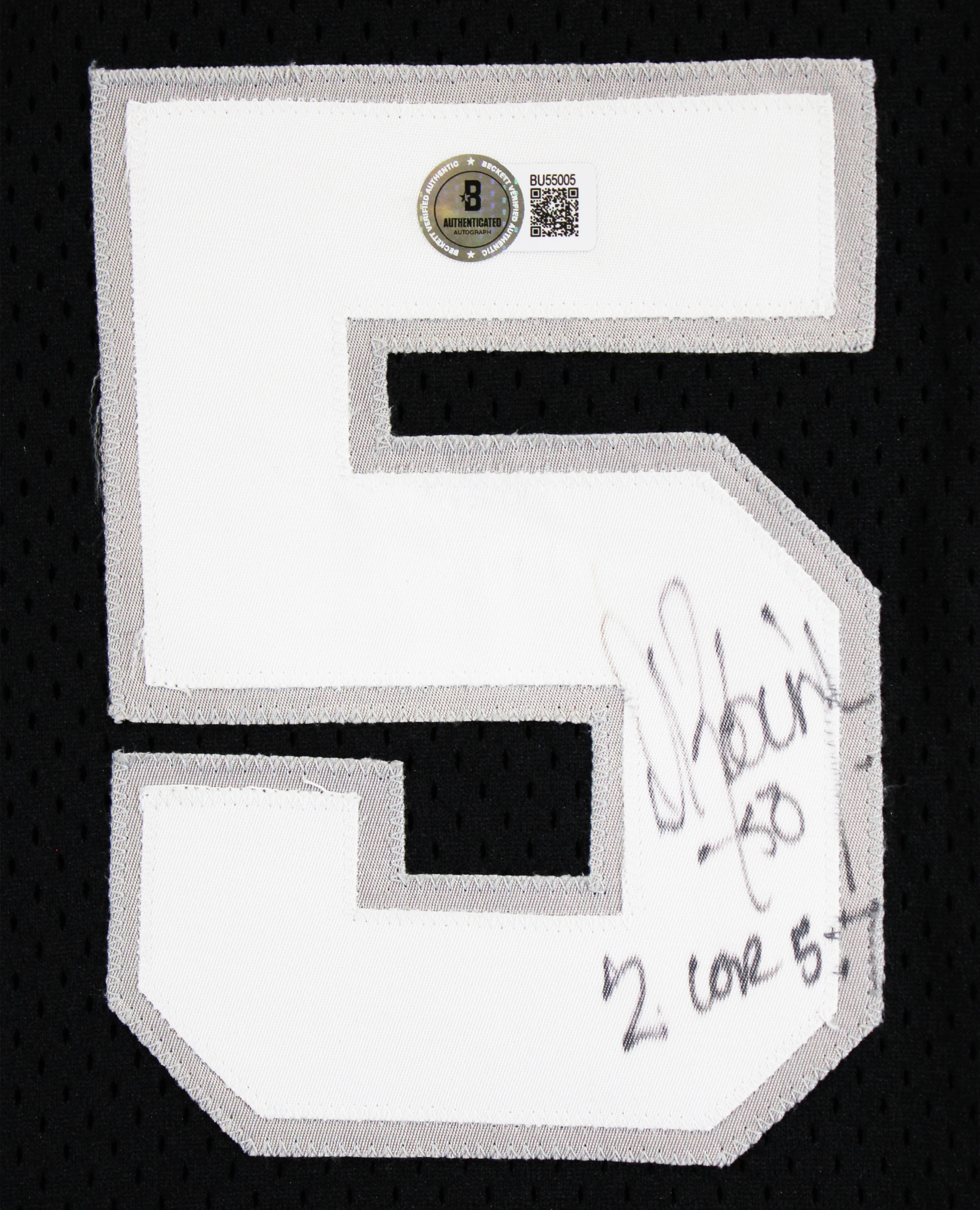 Spurs David Robinson "2 Cor 5:7" Signed Black Champion Jersey BAS #BU55005 - Image 4