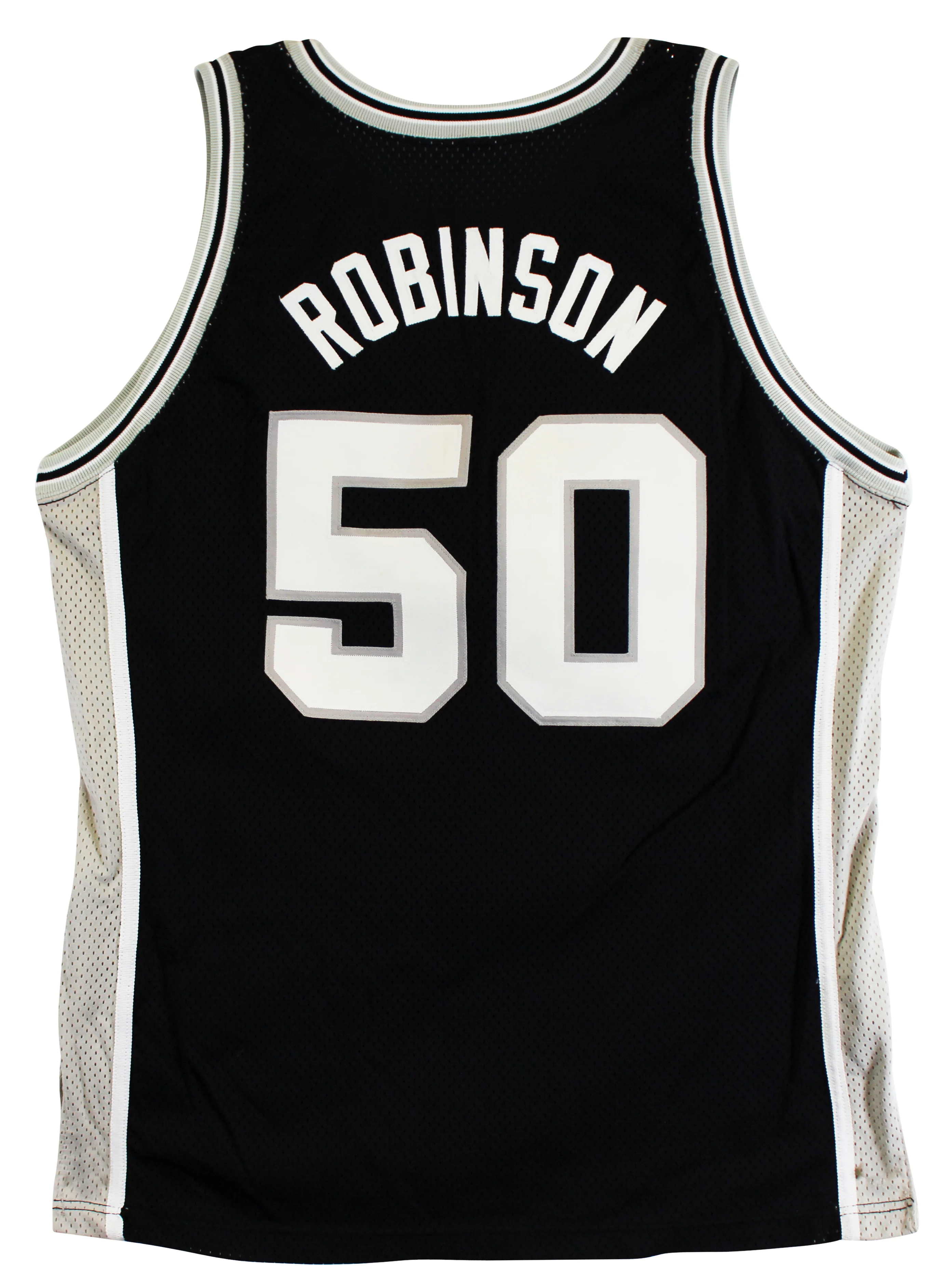 Spurs David Robinson "2 Cor 5:7" Signed Black Champion Jersey BAS #BU55005 - Image 7