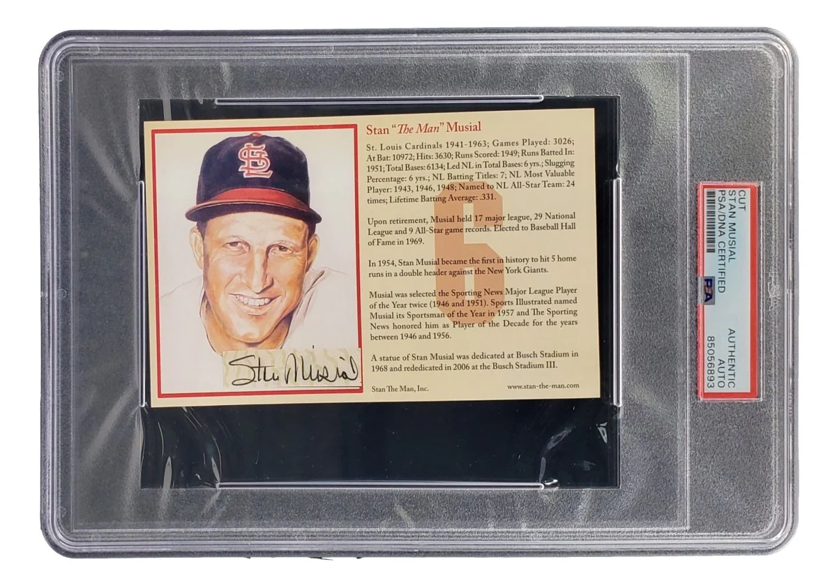 Stan Musial Signed In Black Slabbed 4x6 St. Louis Cardinals Postcard PSA/DNA - Image 4