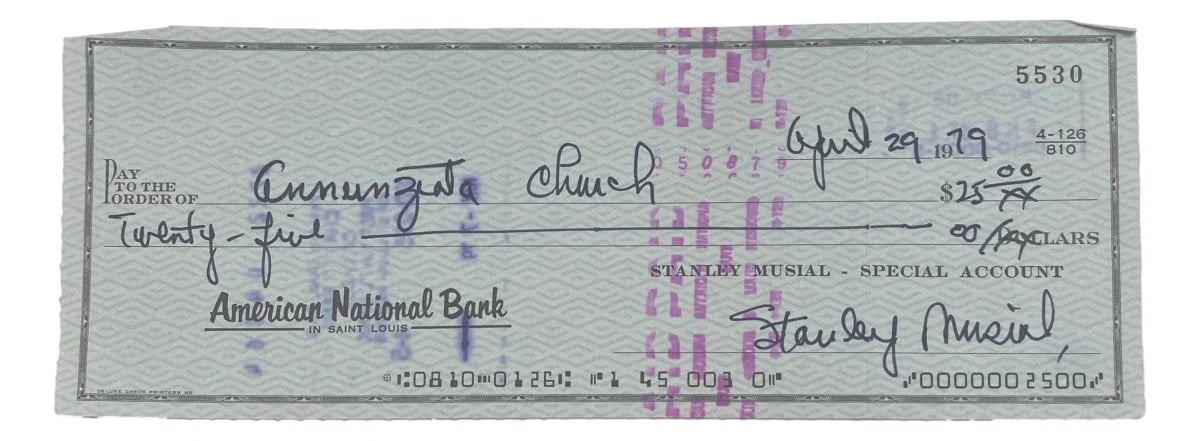 Stan Musial St. Louis Cardinals Signed Bank Check #5530 BAS - Image 5