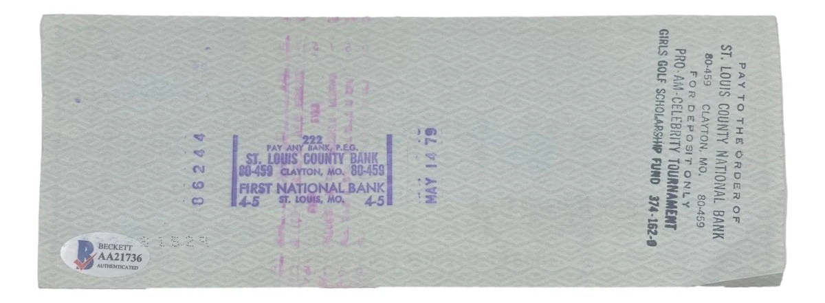 Stan Musial St. Louis Cardinals Signed Bank Check #5540 BAS - Image 2