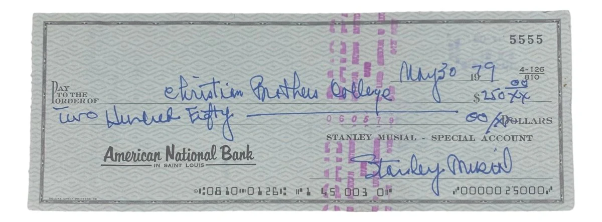 Stan Musial St. Louis Cardinals Signed Bank Check #5555 BAS - Image 4