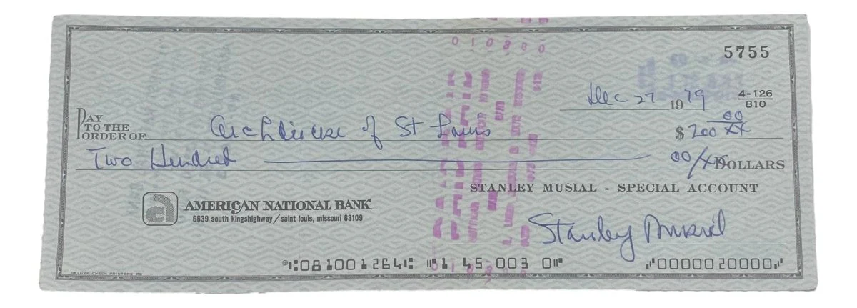 Stan Musial St. Louis Cardinals Signed Bank Check #5755 BAS - Image 5