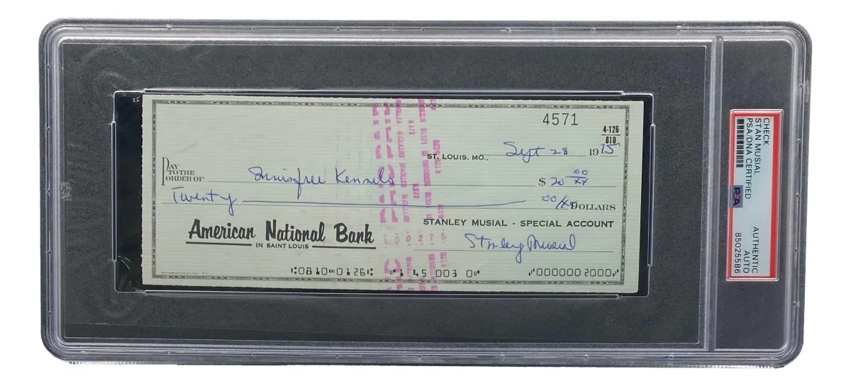 Stan Musial St. Louis Cardinals Signed Bank Check PSA/DNA 85025586