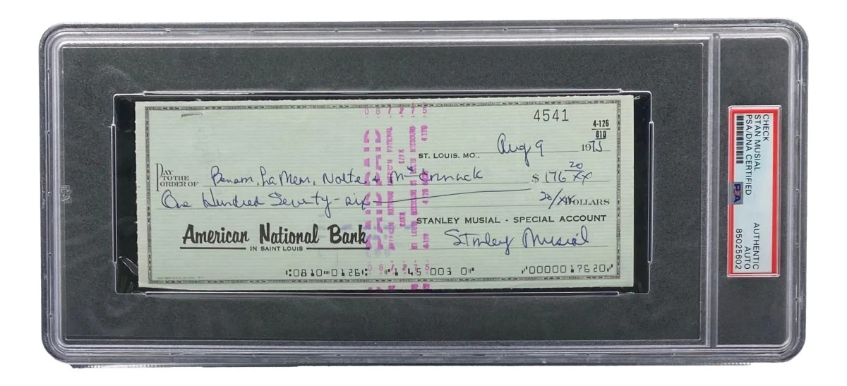 Stan Musial St. Louis Cardinals Signed Bank Check PSA/DNA 85025602 - Image 4