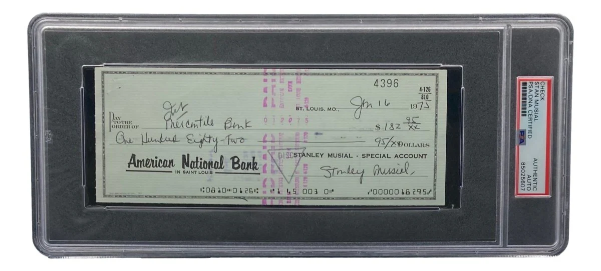 Stan Musial St. Louis Cardinals Signed Bank Check PSA/DNA 85025607 - Image 4