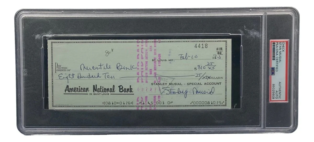 Stan Musial St. Louis Cardinals Signed Bank Check PSA/DNA 85025609