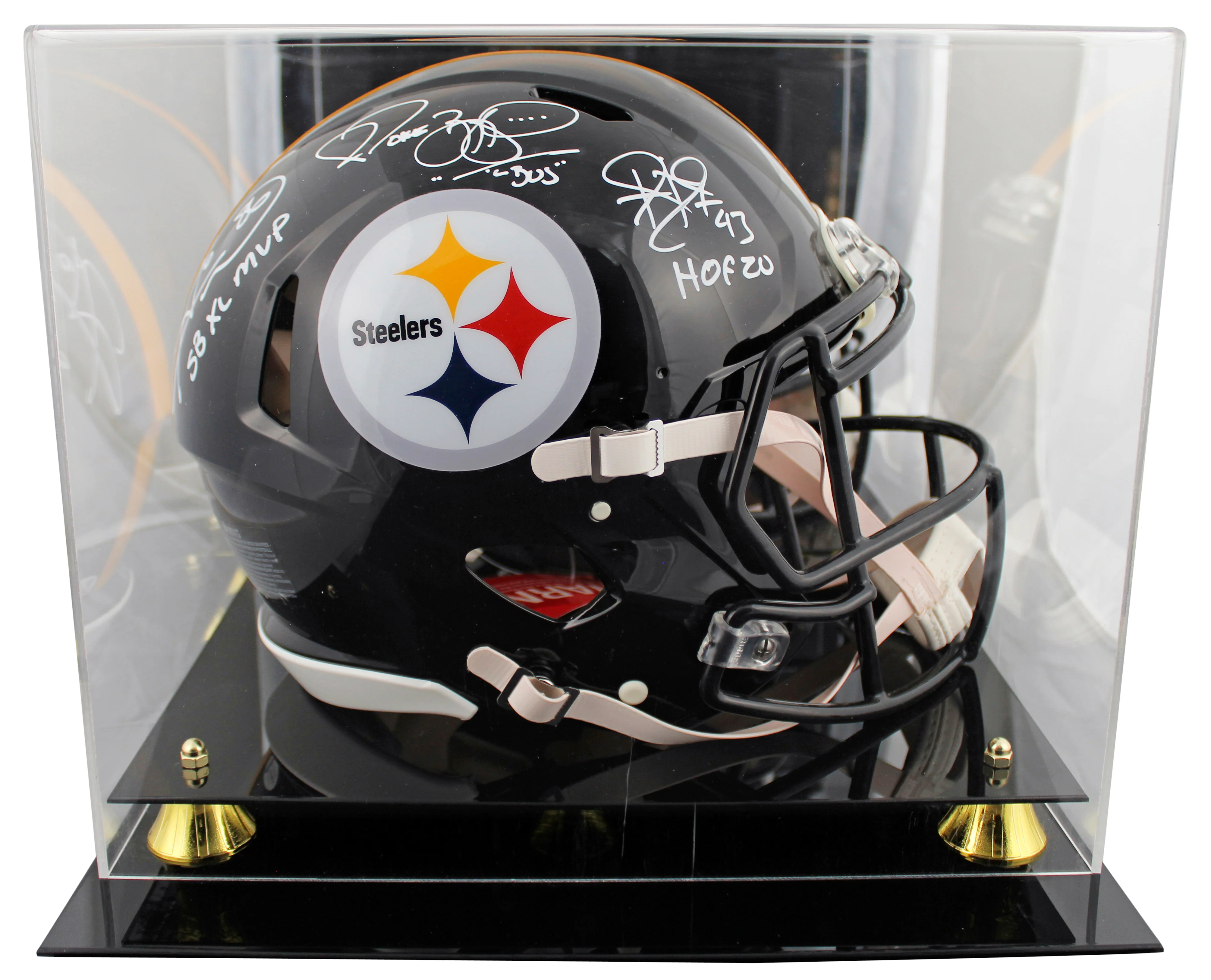 Steelers (3) Bettis, Ward & Polamalu Signed F/S Speed Proline Helmet W/ Case BAS - Image 2