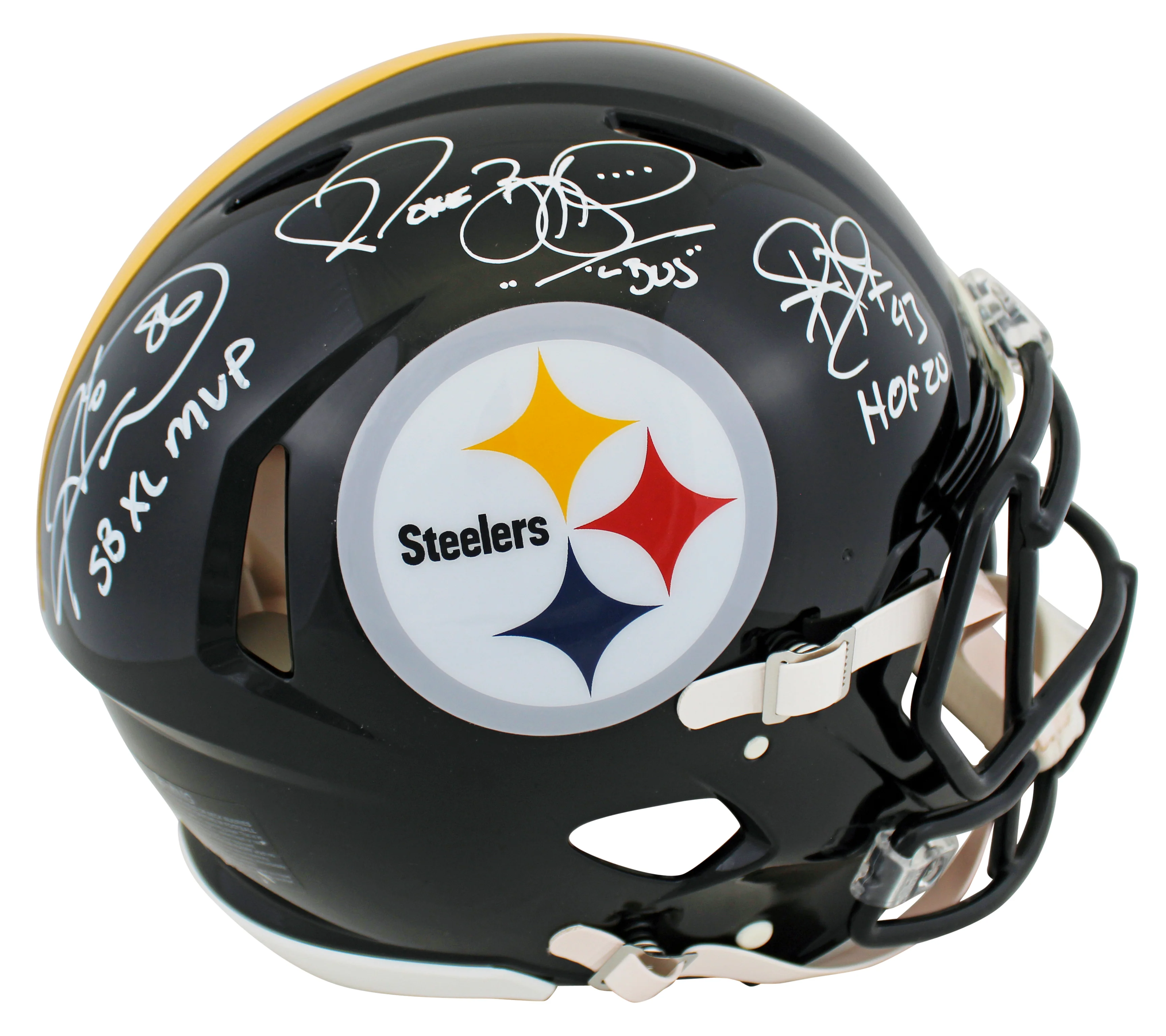 Steelers (3) Bettis, Ward & Polamalu Signed F/S Speed Proline Helmet W/ Case BAS - Image 3