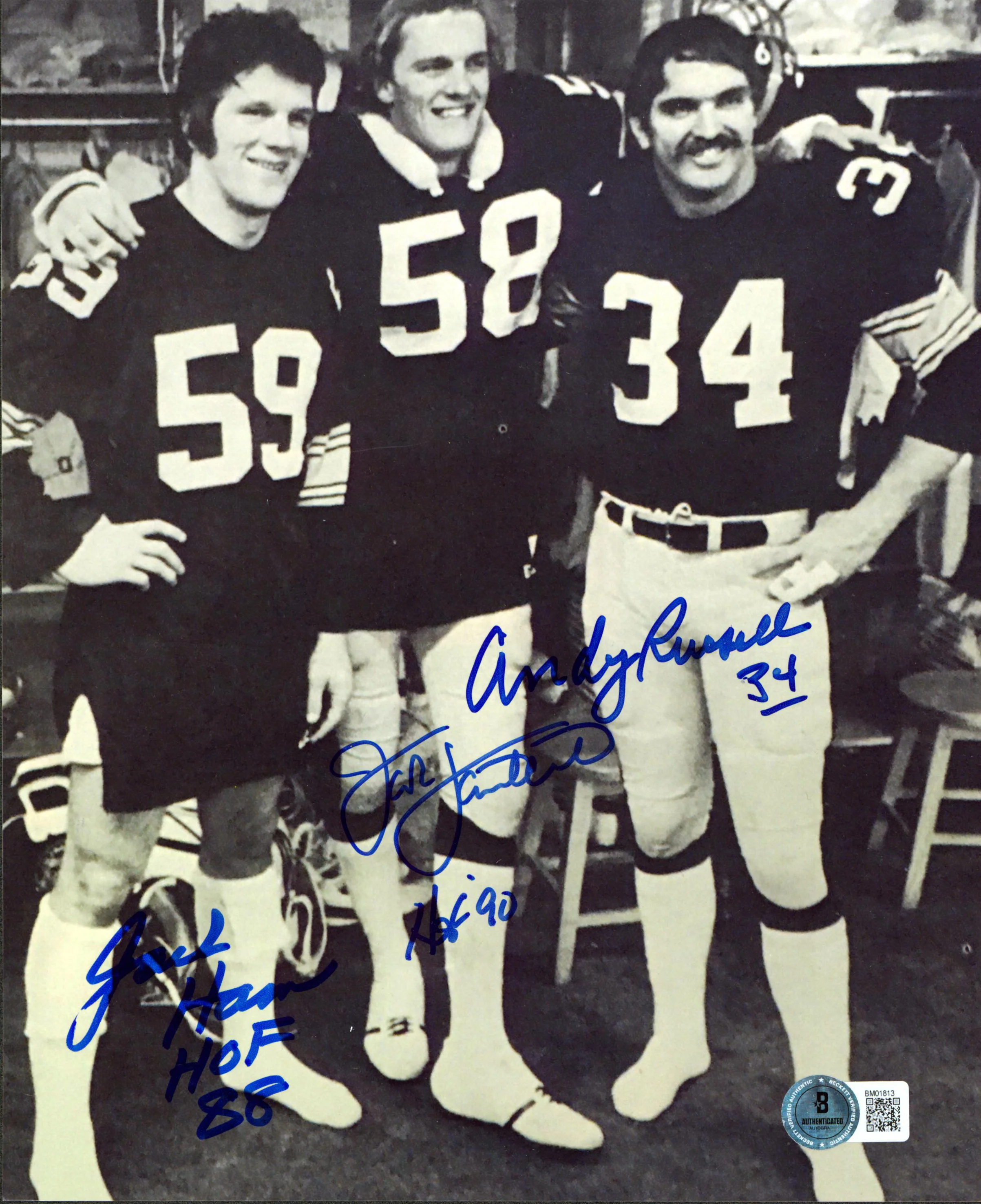 Steelers Andy Russell, Jack Lambert & Jack Ham Signed 8x10 Photo BAS #BM01813 - Image 2
