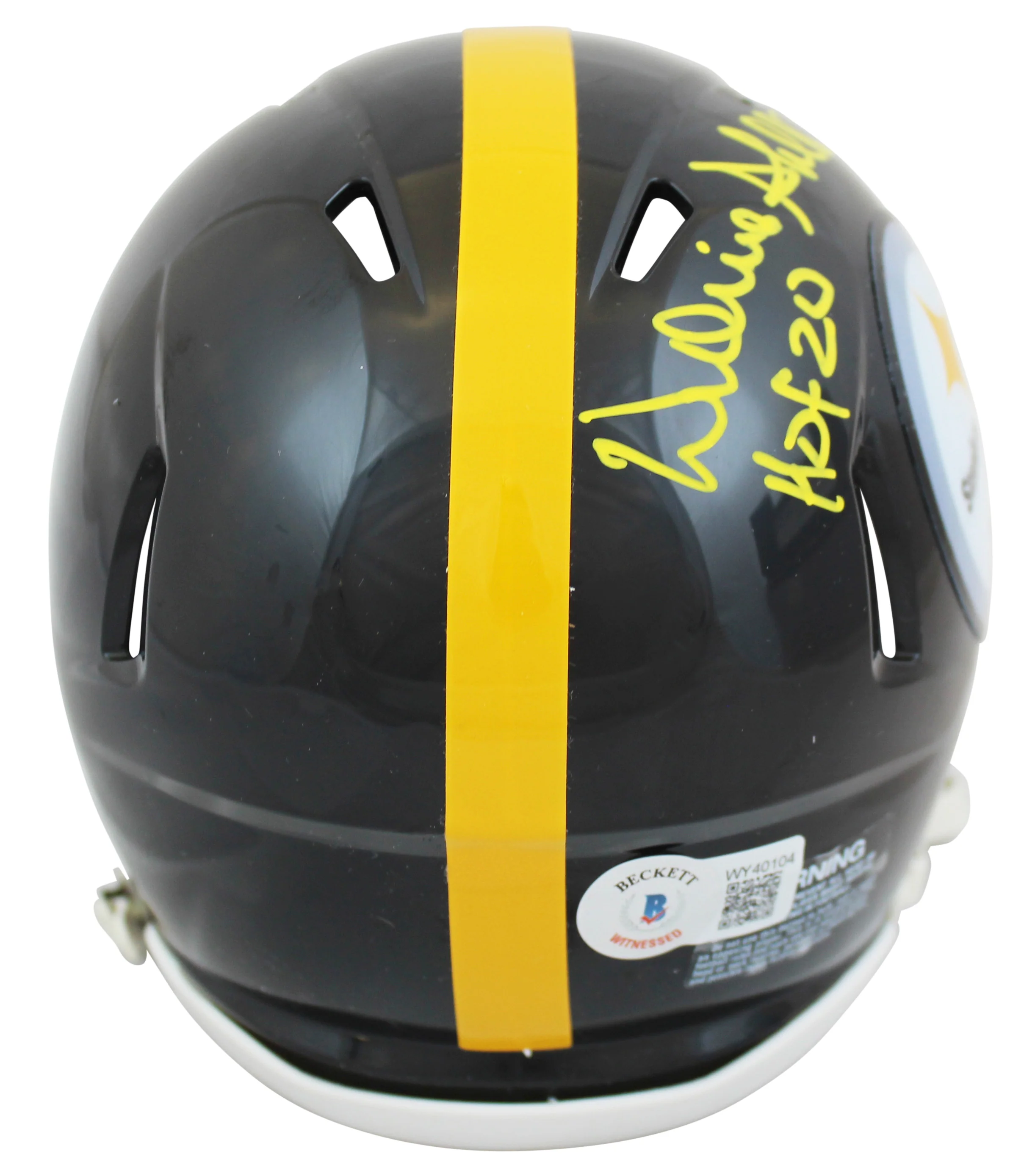 Steelers Donnie Shell "HOF 2020" Signed Speed Mini Helmet W/ Case BAS Witnessed - Image 4