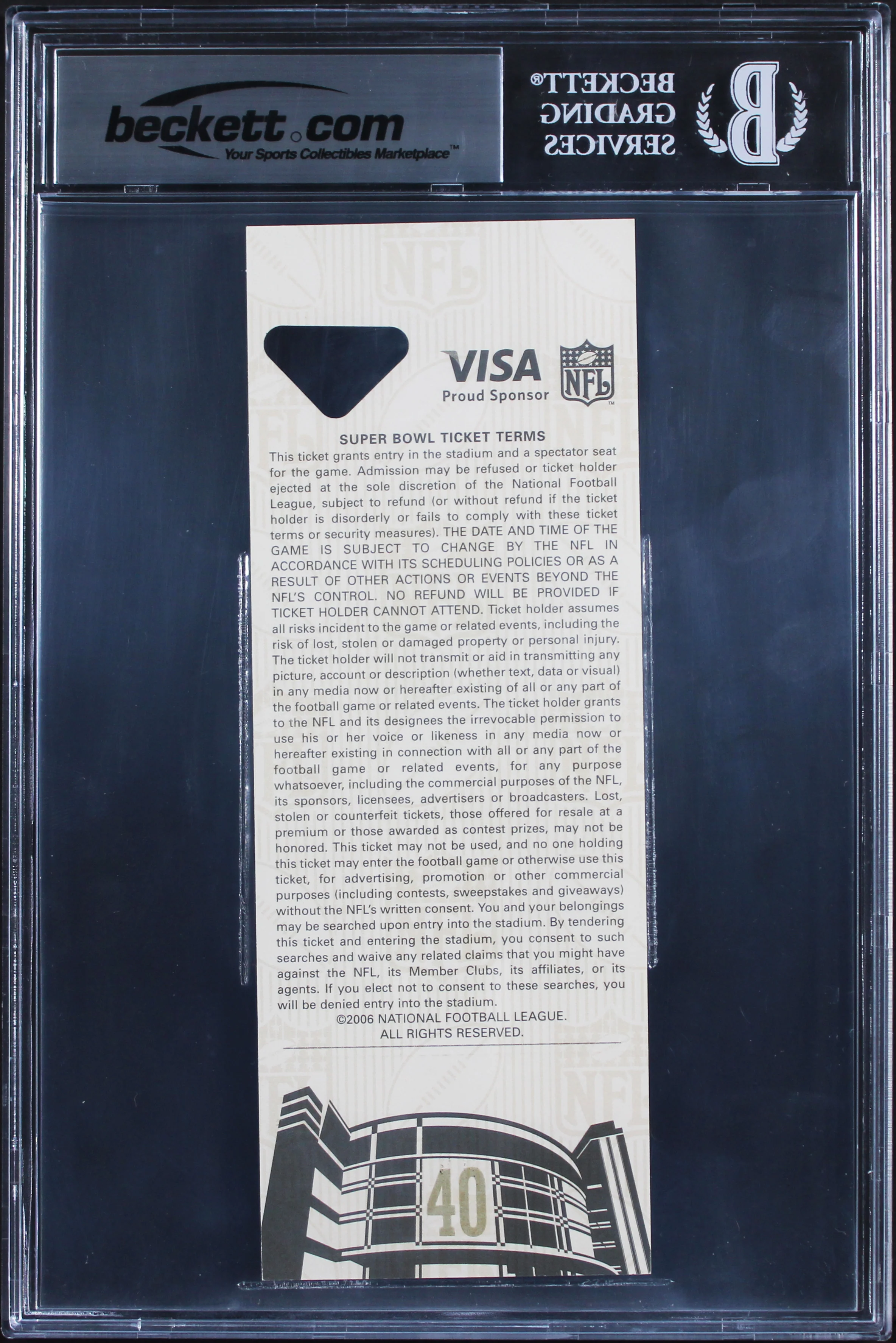 Steelers Hines Ward "SB XL MVP" Signed 2006 Super Bowl XL Ticket Stub BAS Slab 2 - Image 3