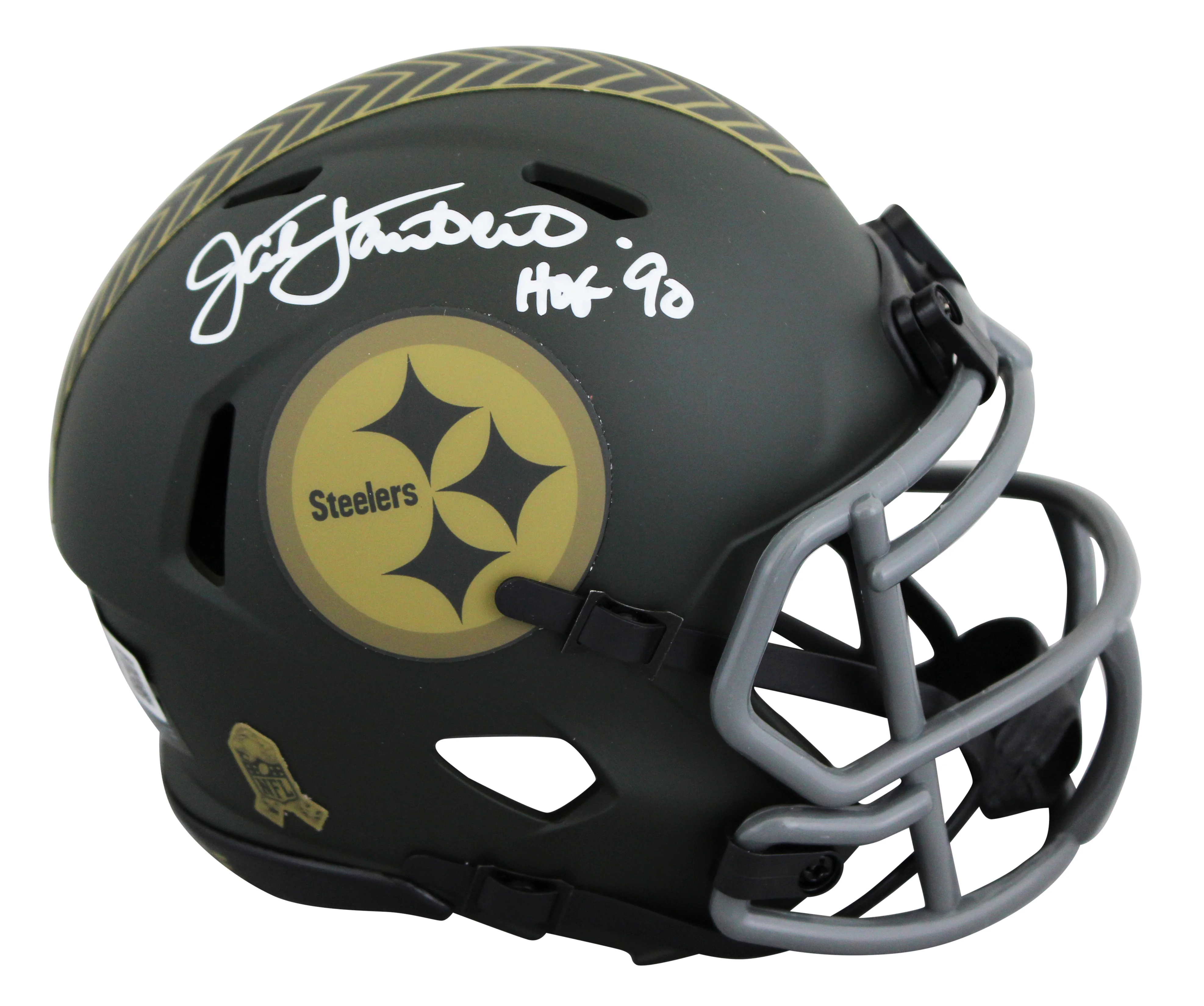 Steelers Jack Lambert "HOF 90" Signed STS IV Speed Mini Helmet BAS Witnessed - Image 2
