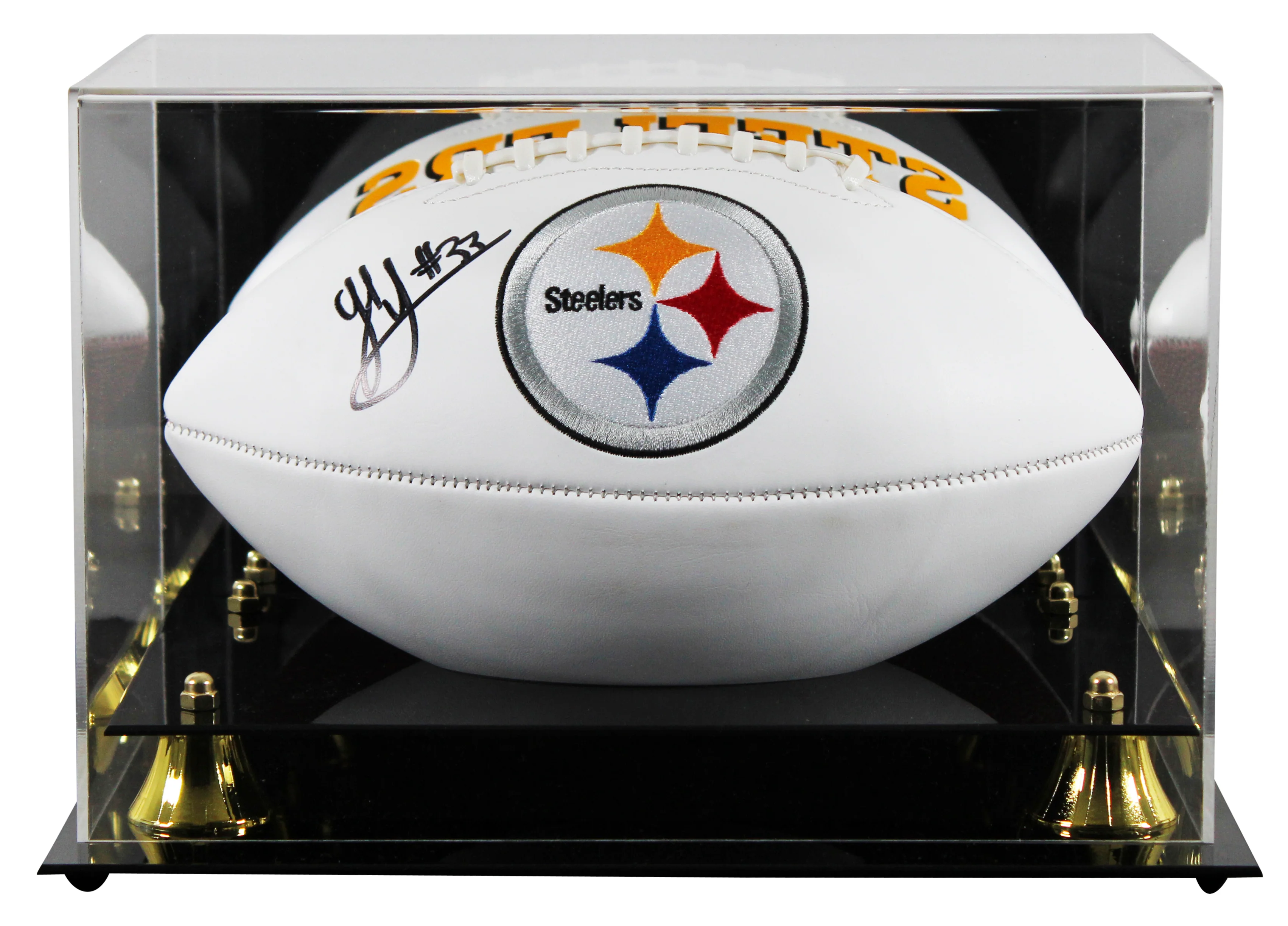 Steelers Jack Sawyer Signed Rawlings White Panel Logo Football W/ Case BAS Wit - Image 2