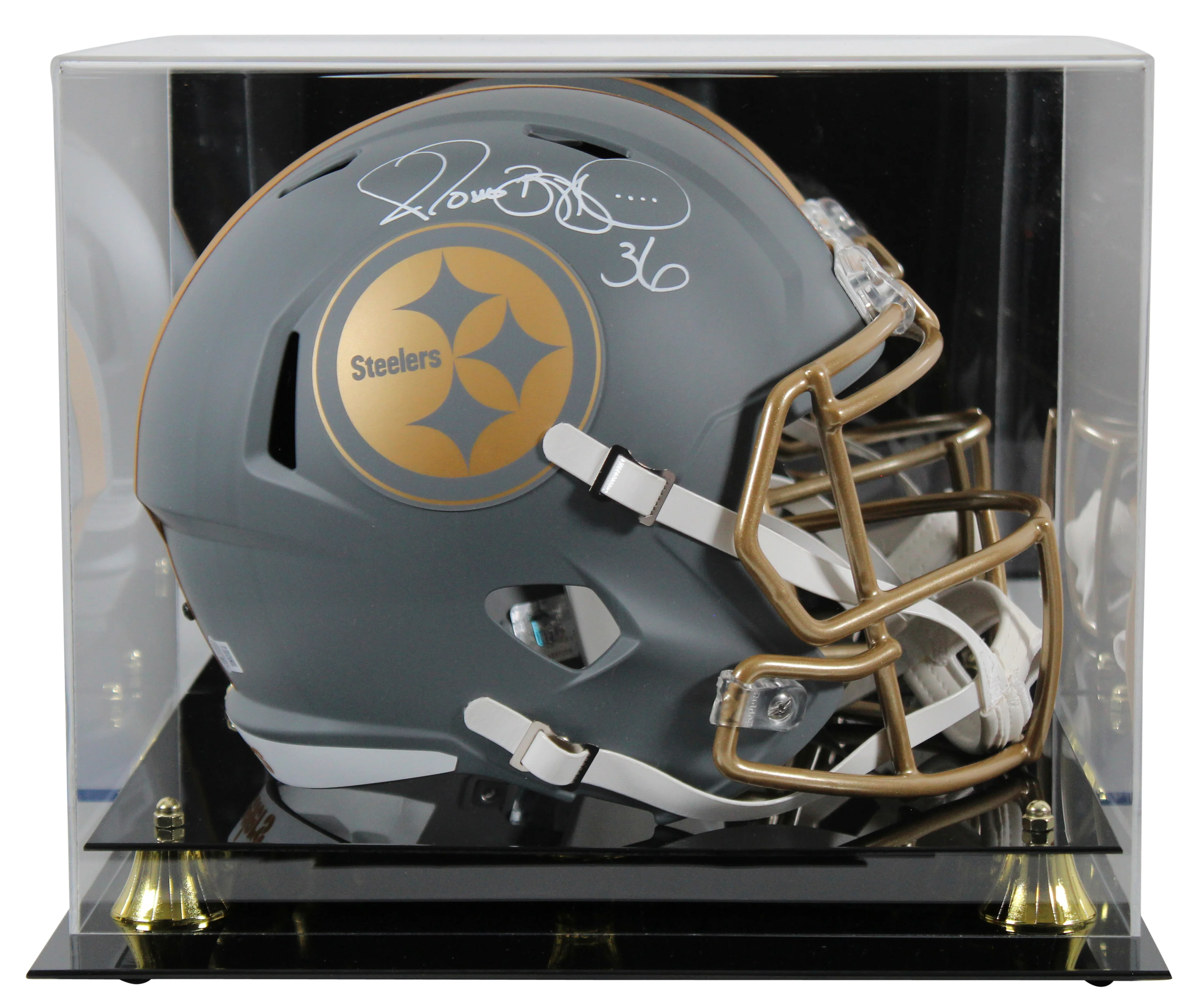 Steelers Jerome Bettis Signed Slate Full Size Speed Rep Helmet W/ Case BAS Wit - Image 2