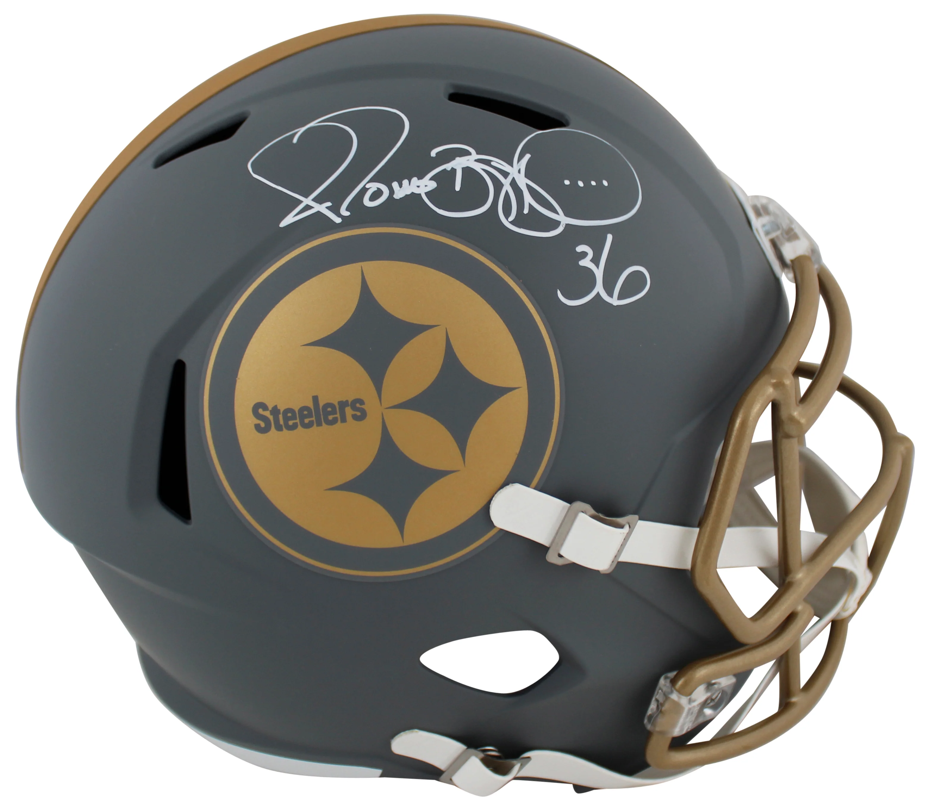 Steelers Jerome Bettis Signed Slate Full Size Speed Rep Helmet W/ Case BAS Wit - Image 3