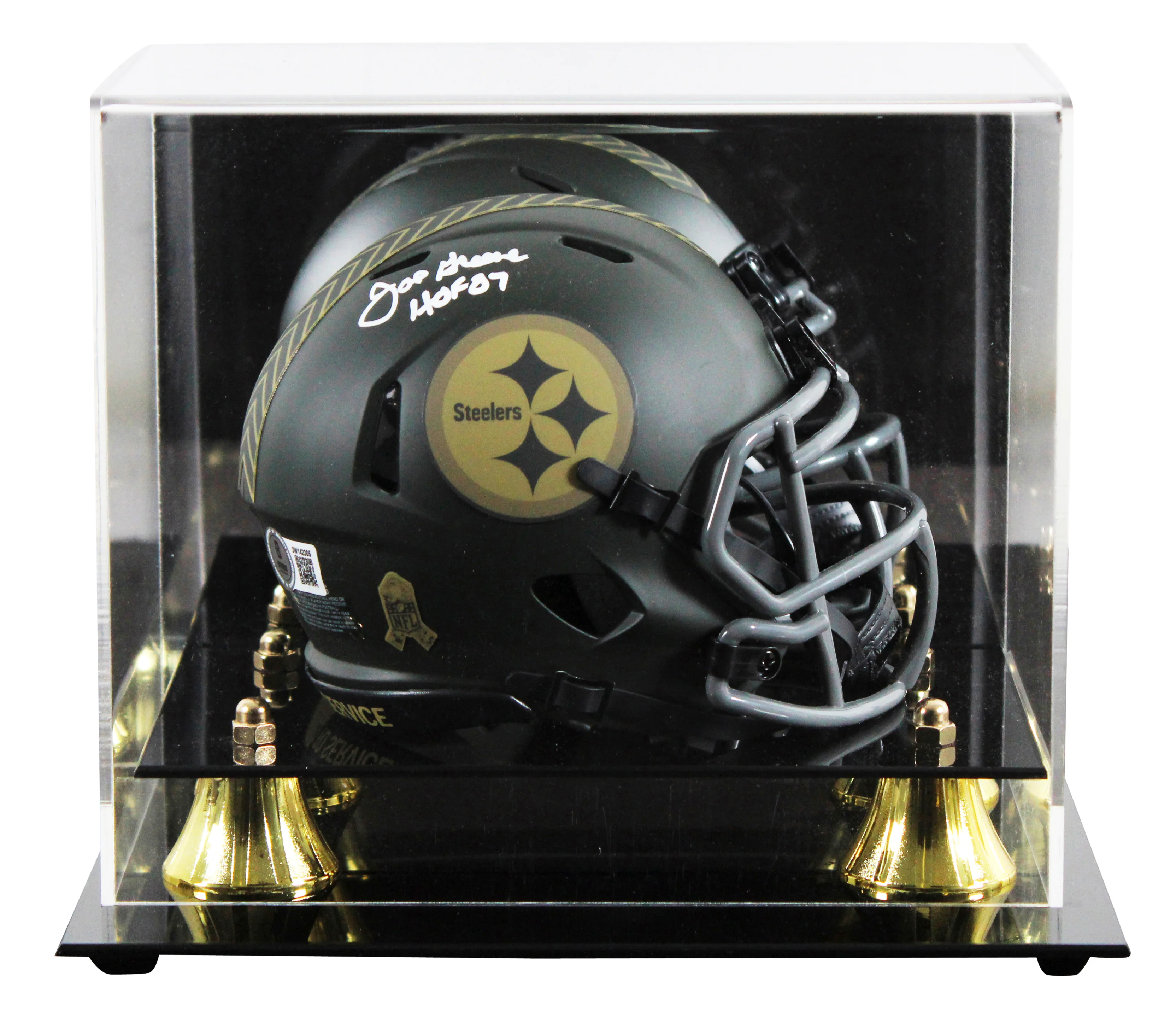 Steelers Joe Greene "HOF 87" Signed STS IV Speed Mini Helmet W/ Case BAS Witness - Image 2