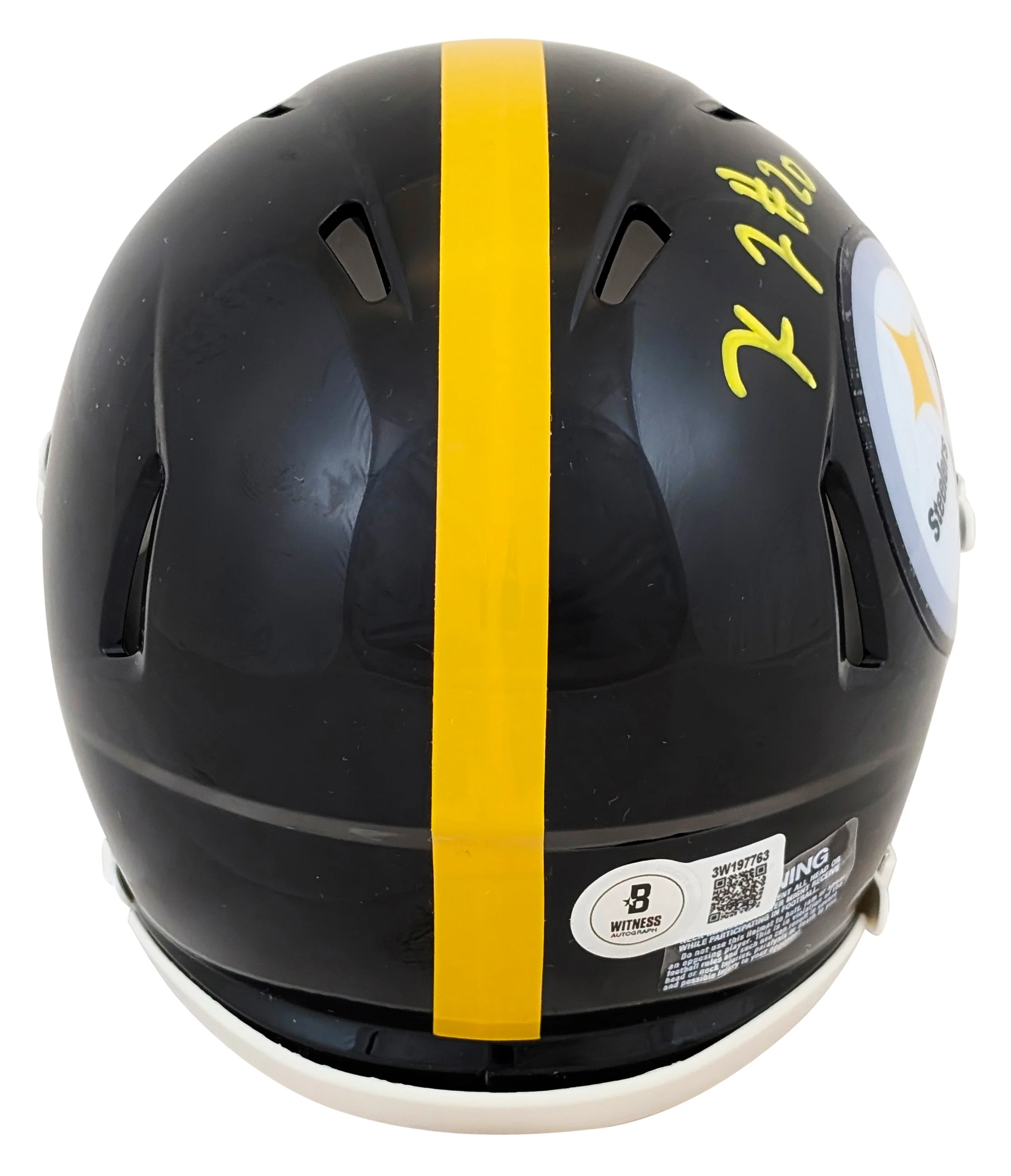 Steelers Kaleb Johnson Authentic Signed Speed Mini Helmet W/ Case BAS Witnessed - Image 4