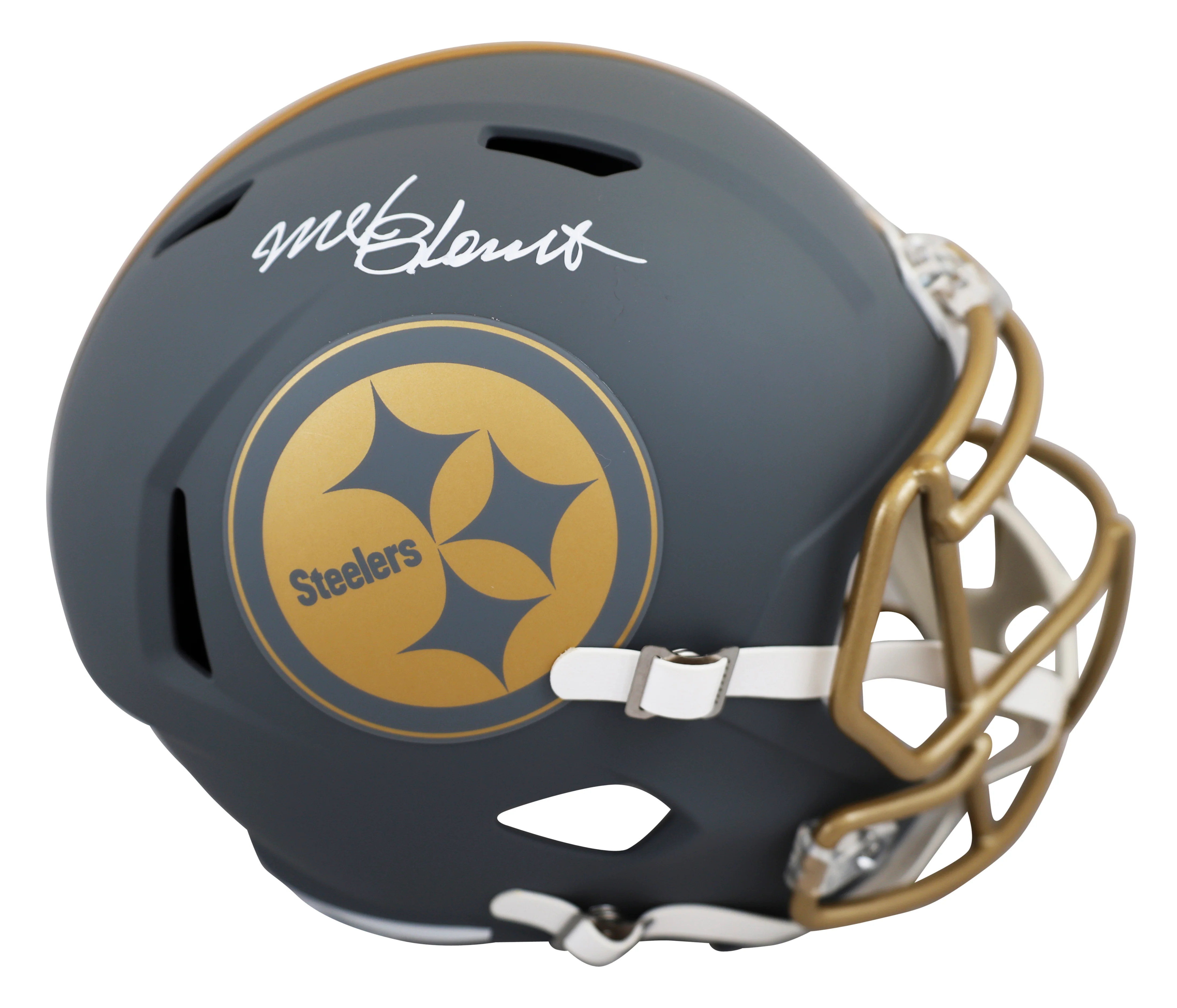 Steelers Mel Blount Signed Slate Full Size Speed Rep Helmet W/ Case BAS Witness - Image 3