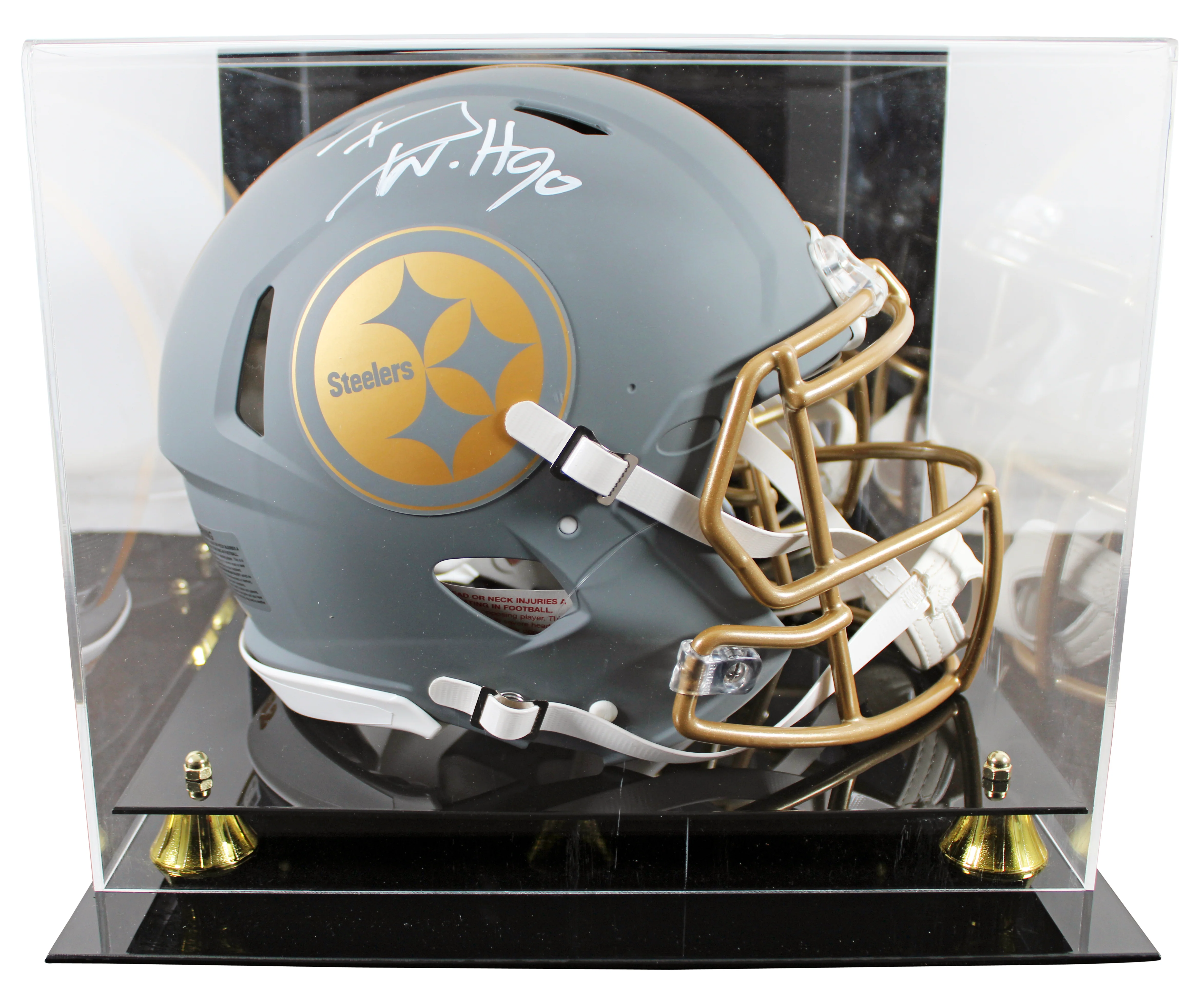 Steelers T.J. Watt Signed Slate Full Size Speed Proline Helmet W/ Case BAS Wit - Image 2
