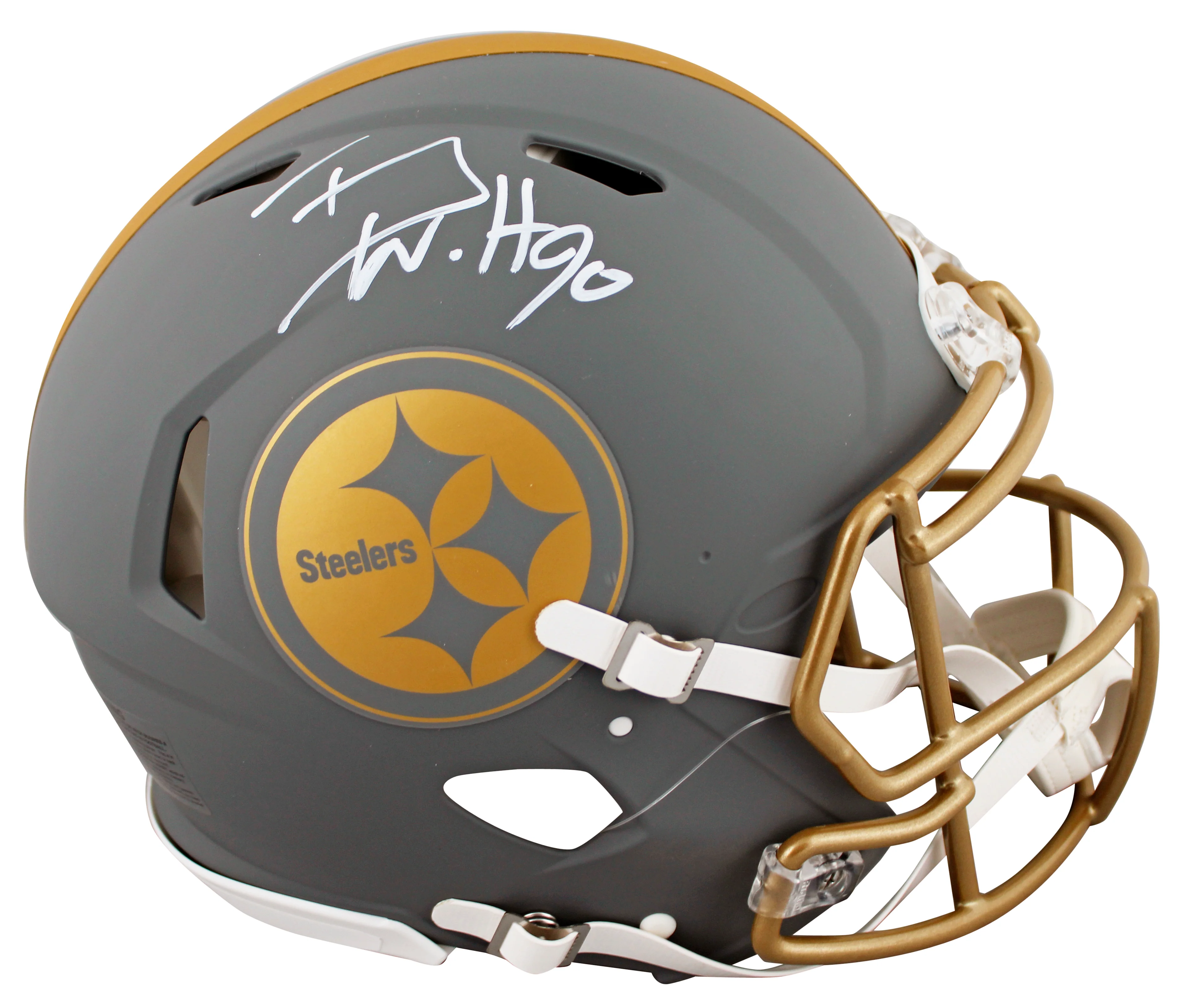 Steelers T.J. Watt Signed Slate Full Size Speed Proline Helmet W/ Case BAS Wit - Image 3