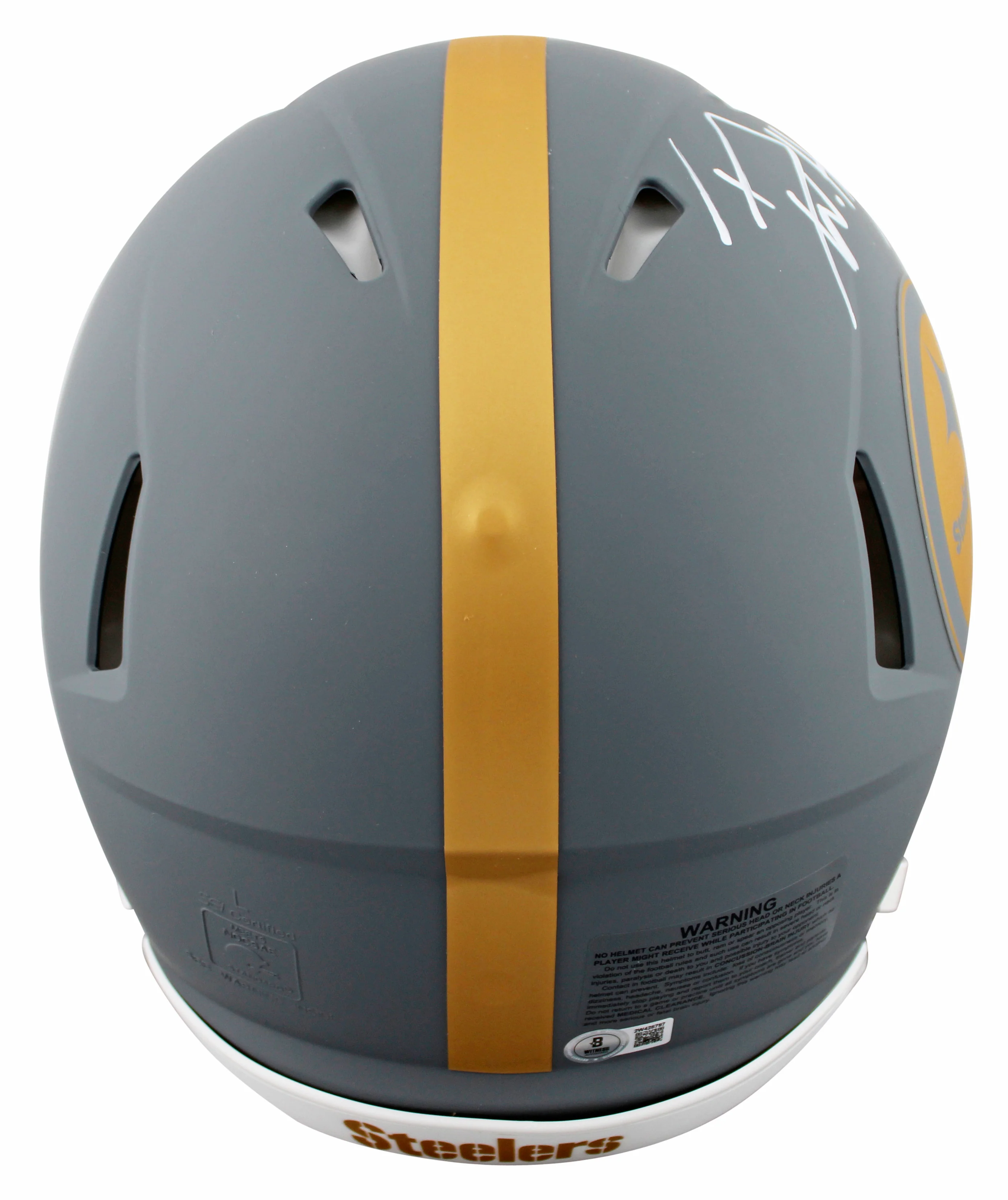 Steelers T.J. Watt Signed Slate Full Size Speed Proline Helmet W/ Case BAS Wit - Image 4