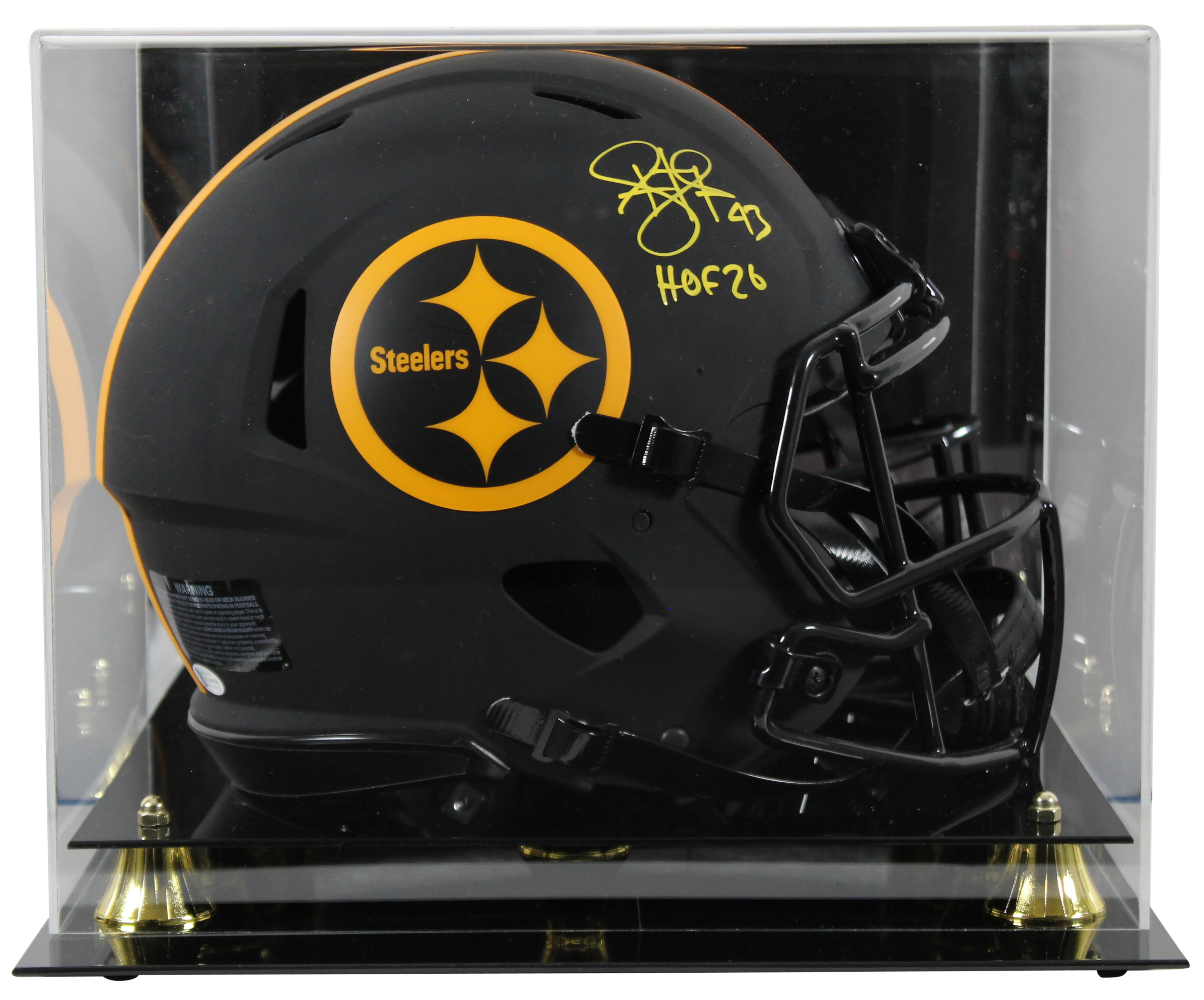 Steelers Troy Polamalu "HOF 20" Eclipse F/S Speed Proline Helmet w/ Case BAS Wit