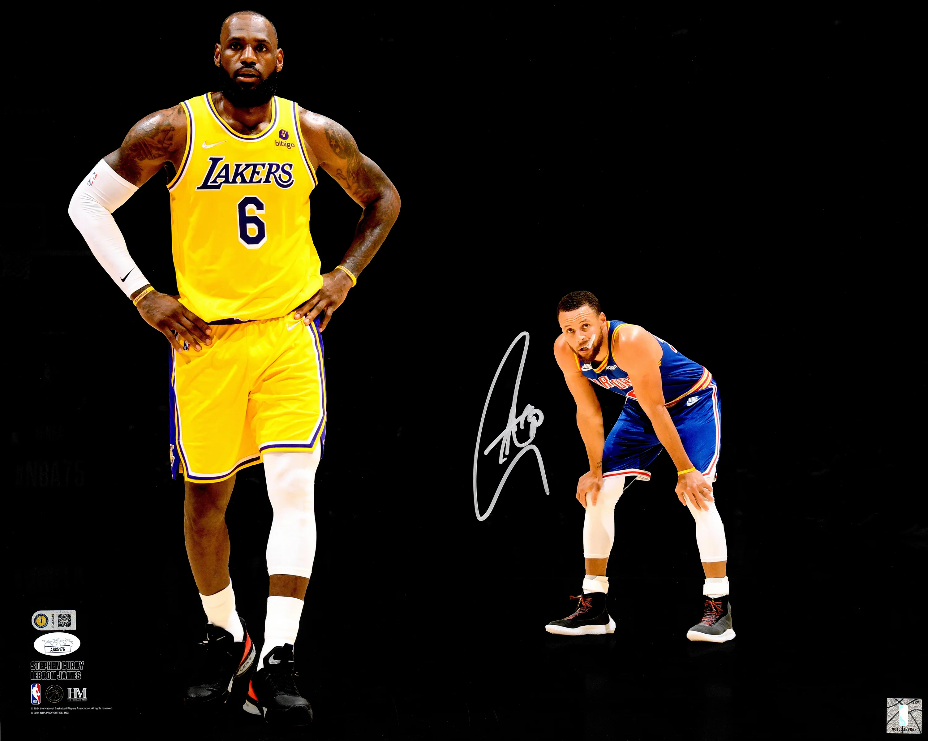 Stephen Curry Autographed 16x20 Photo Golden State Warriors With LeBron James JSA Stock #235690