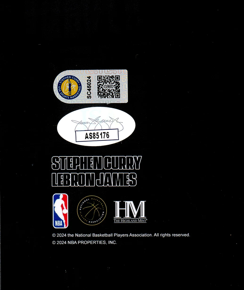 Stephen Curry Autographed 16x20 Photo Golden State Warriors With LeBron James JSA Stock #235690 - Image 3