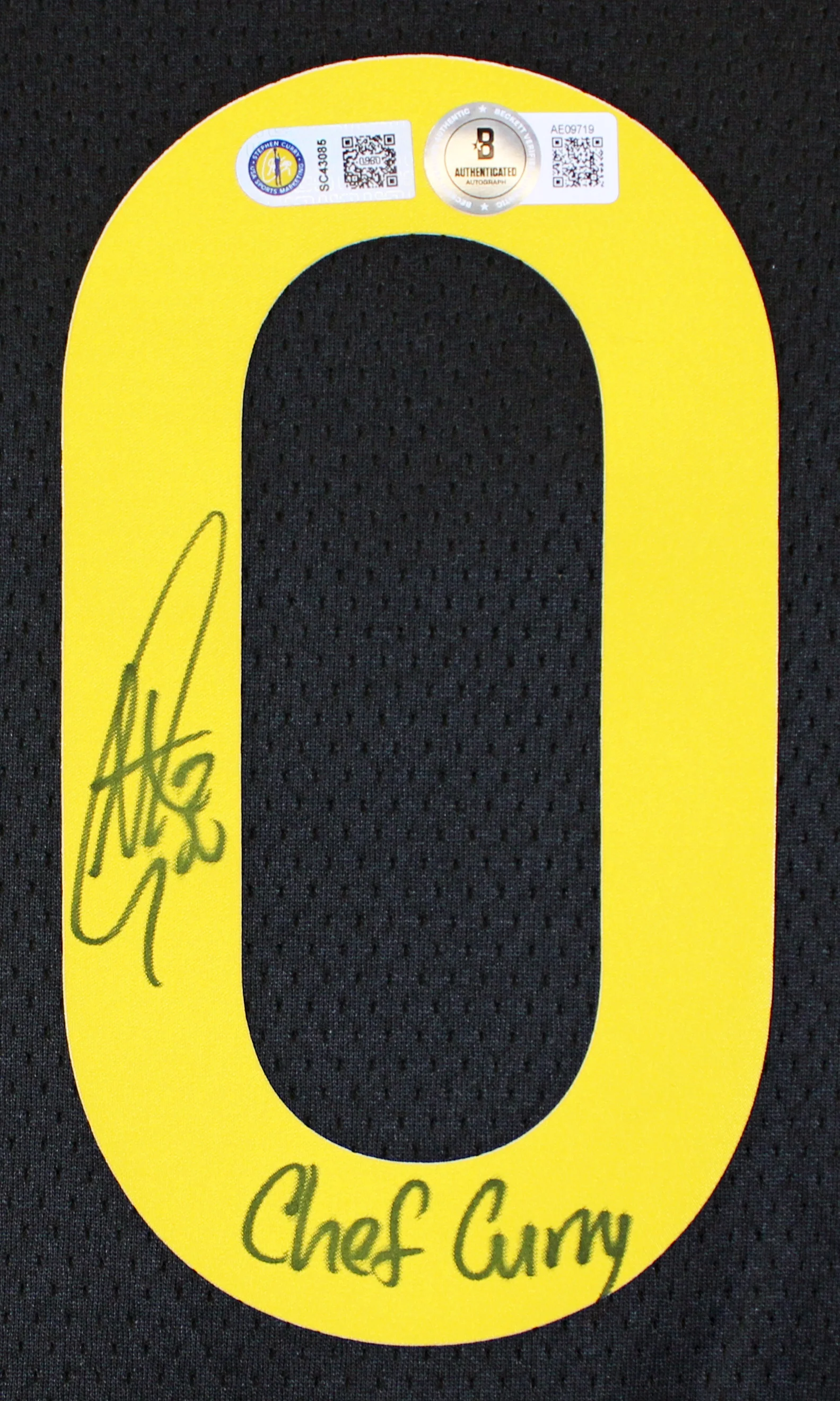 Stephen Curry "Chef Curry" Signed Black Nike Rose City Edition Framed Jersey BAS - Image 3
