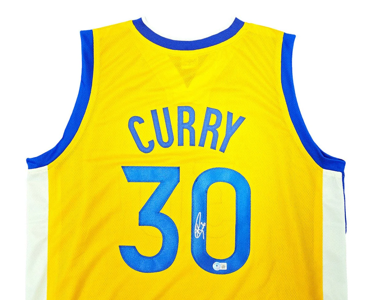 Stephen Curry Golden State Signed Yellow Basketball Jersey BAS LOA - Image 2