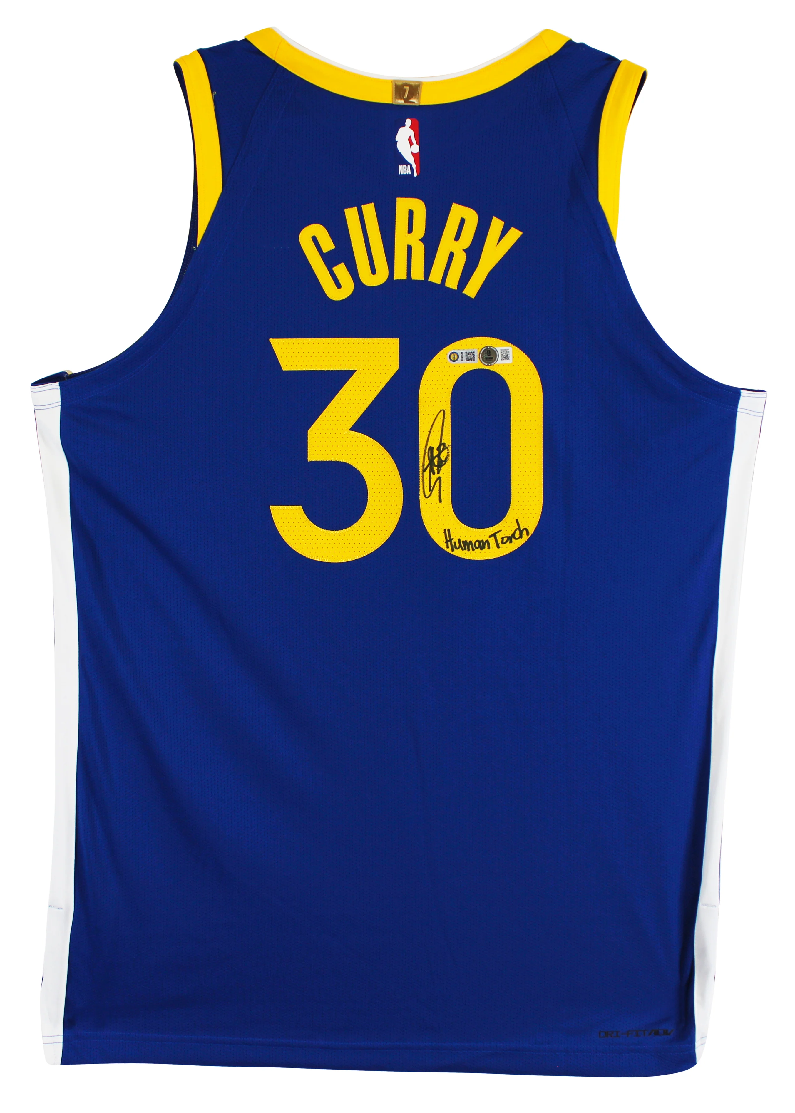 Stephen Curry "Human Torch" Signed Blue Nike Icon Edition Authentic Jersey BAS W - Image 3