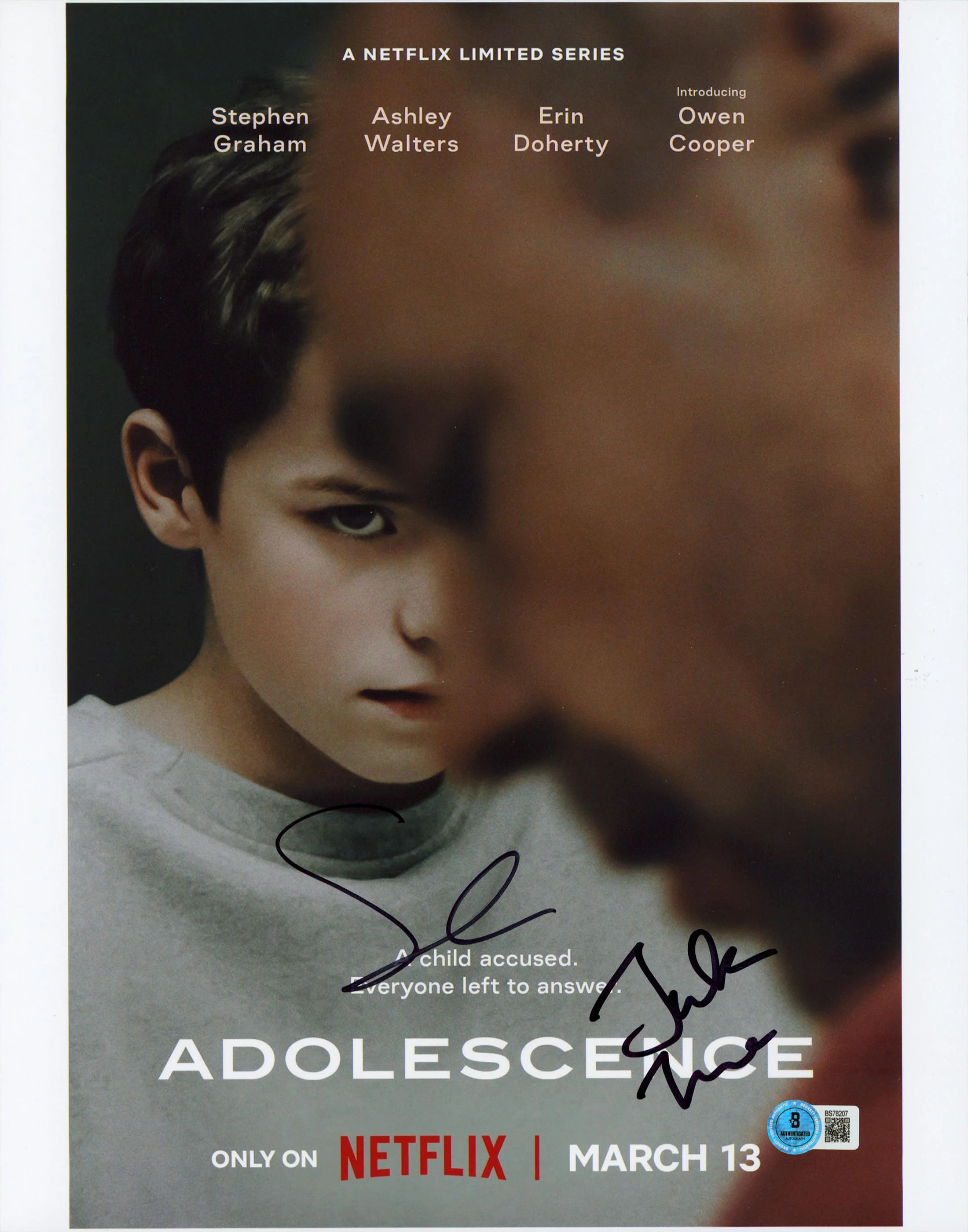 Stephen Graham & Jack Thorne Adolescence Signed 11x14 Vertical Photo BAS BS78207 - Image 2