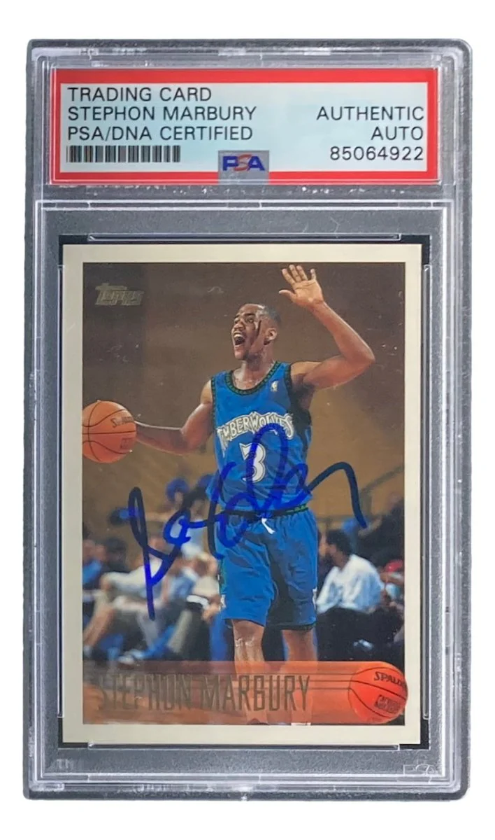 Stephon Marbury Signed 1996 Topps #177 Timberwolves Rookie Card PSA/DNA - Image 4
