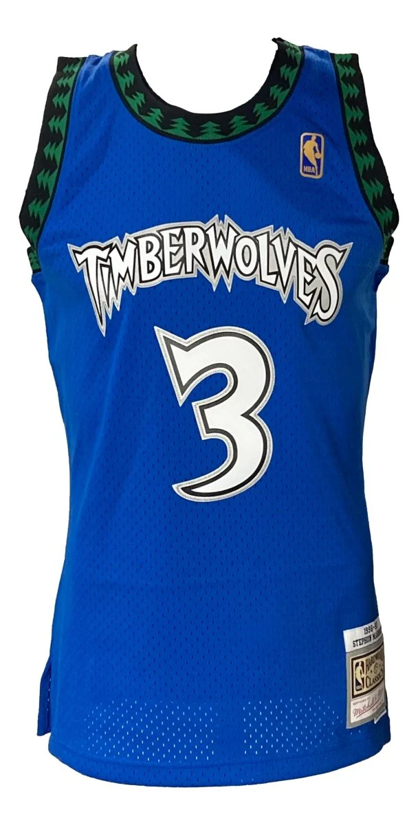 Stephon Marbury Signed Timberwolves 1996/97 M&N HWC Swingman Jersey BAS ITP - Image 3