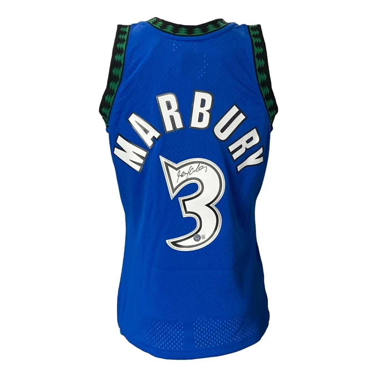 Stephon Marbury Signed Timberwolves 1996/97 M&N HWC Swingman Jersey BAS ITP - Image 7