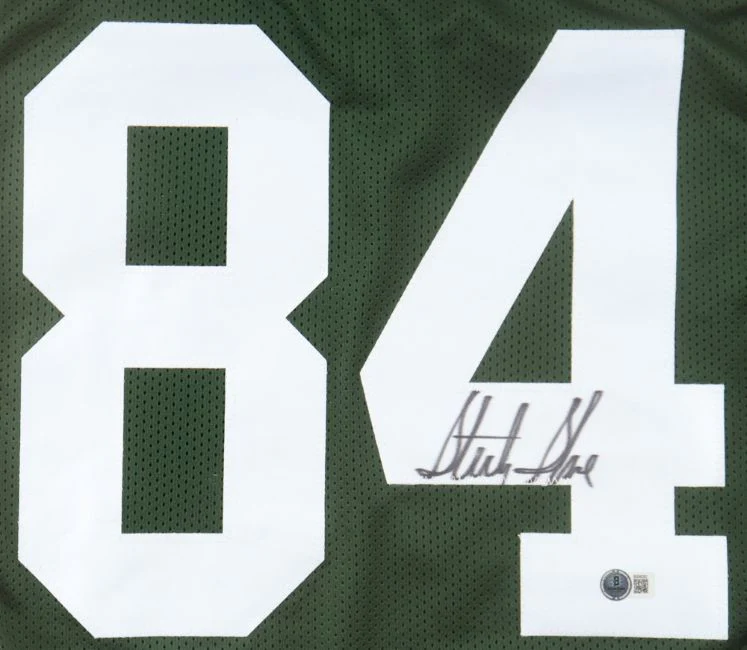 Sterling Sharpe Green Bay Signed Green Football Jersey BAS - Image 2