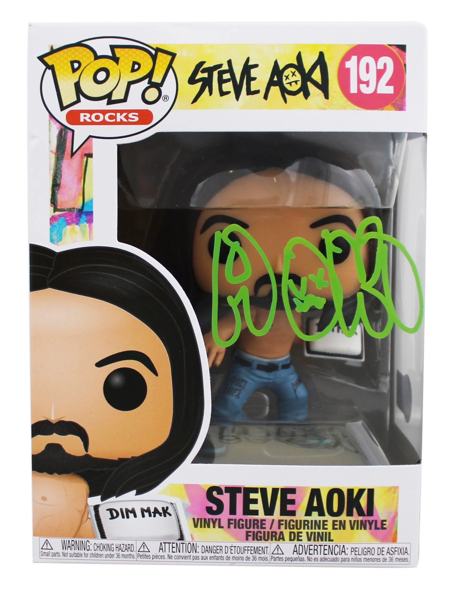 Steve Aoki Authentic Signed Steve Aoki #192 Funko Pop Vinyl Figure BAS #BA24172